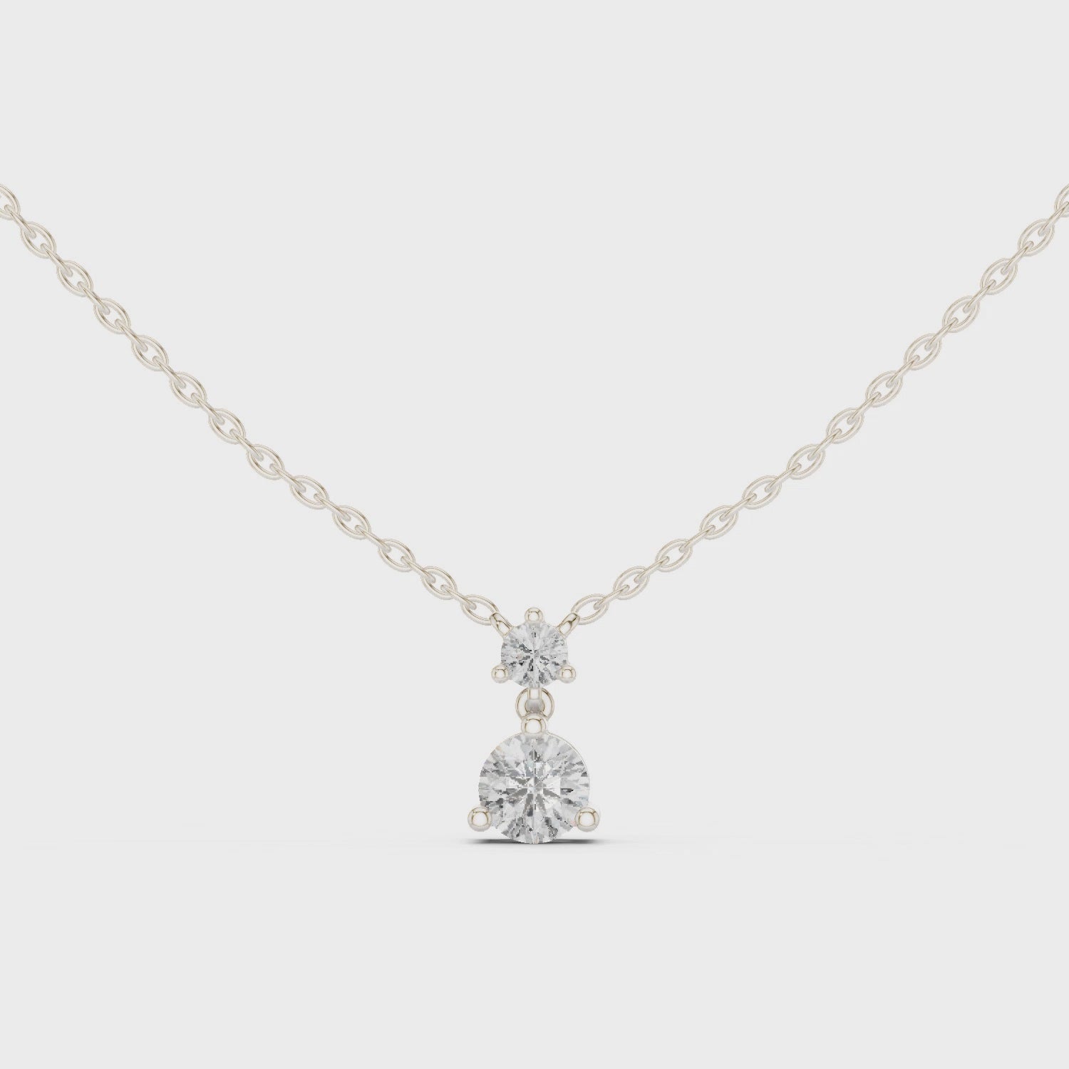 Two-Diamond Drop Pendant Necklace