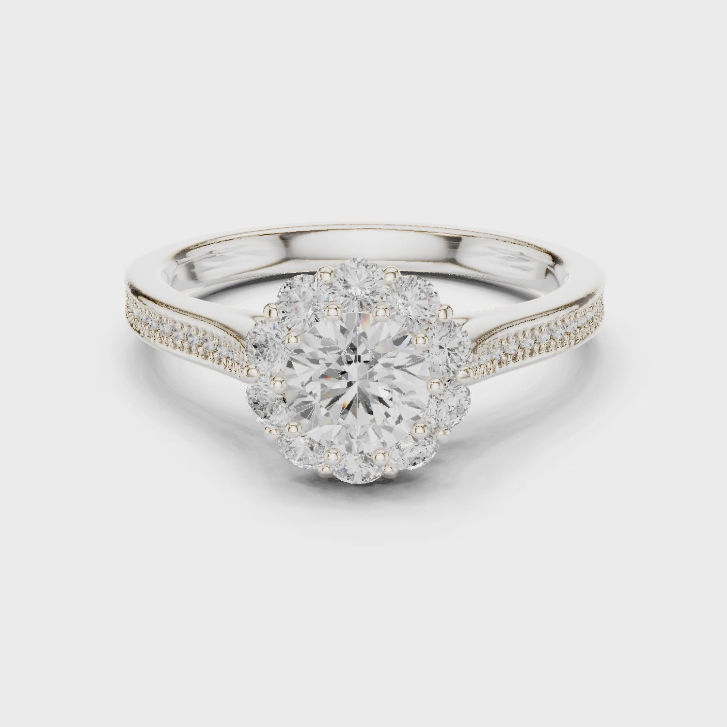 Floral Halo Diamond Engagement Ring
