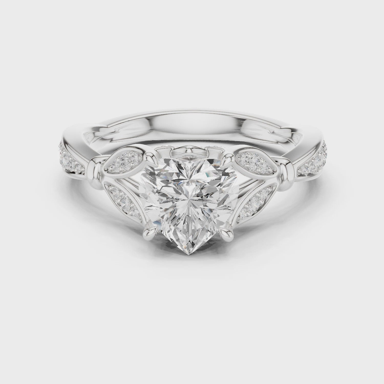 Poppy Blossom Heart Diamond Ring