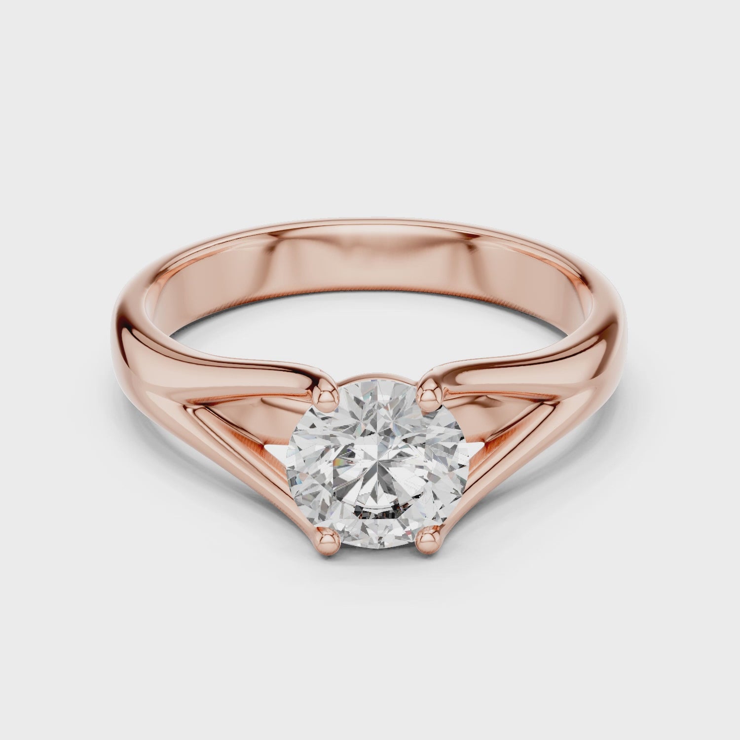Modern Split-Shoulder Solitaire Diamond Ring