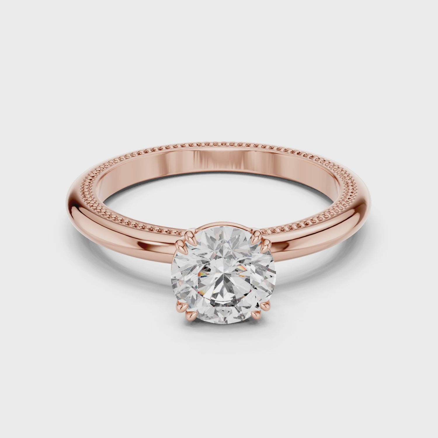Milgrain Edge Solitaire Diamond Ring