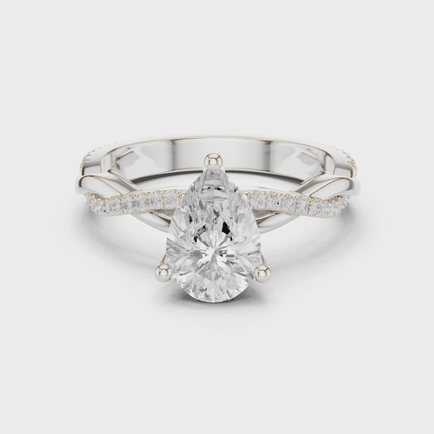 Opal Twilight Crisscross Pear Diamond Pavé Ring