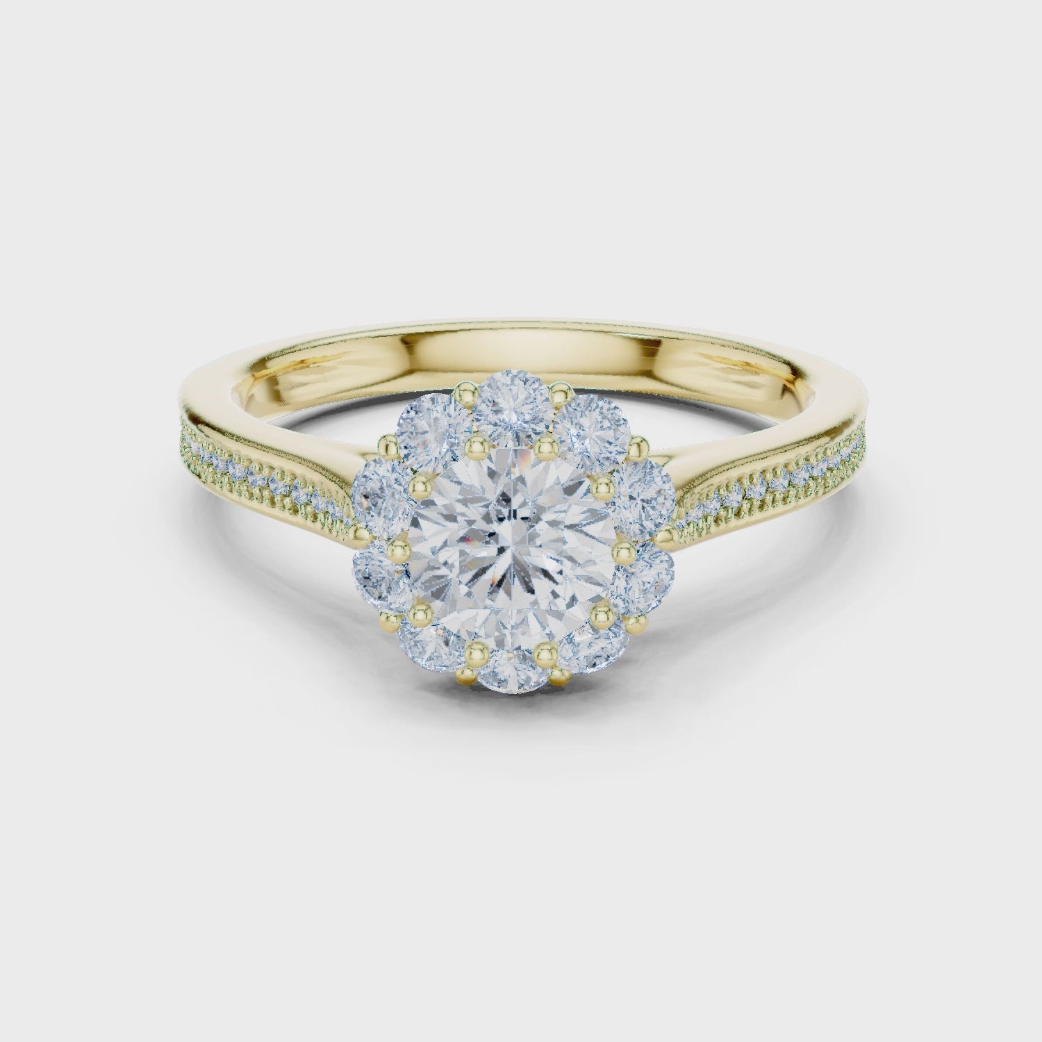 Floral Halo Diamond Engagement Ring