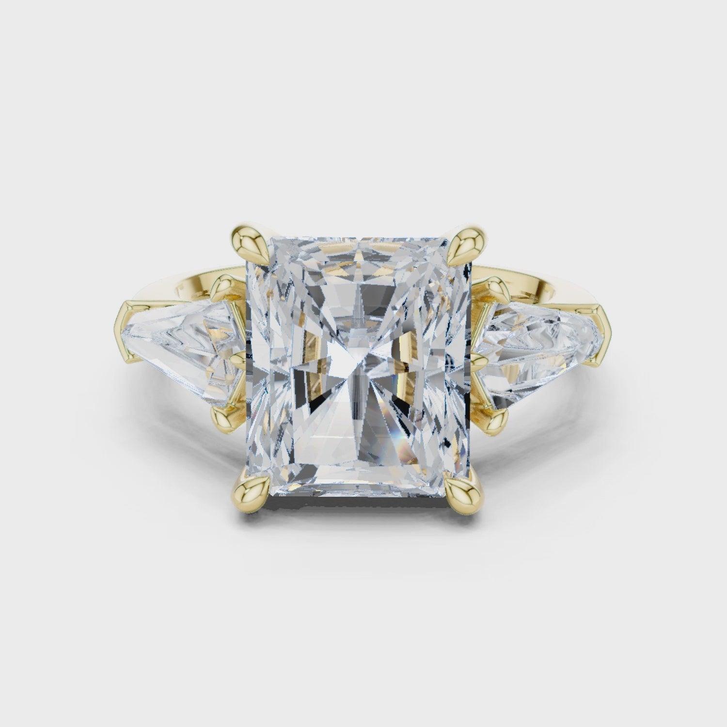 Vanguard Radiant Cut Diamond Trillion Side Ring