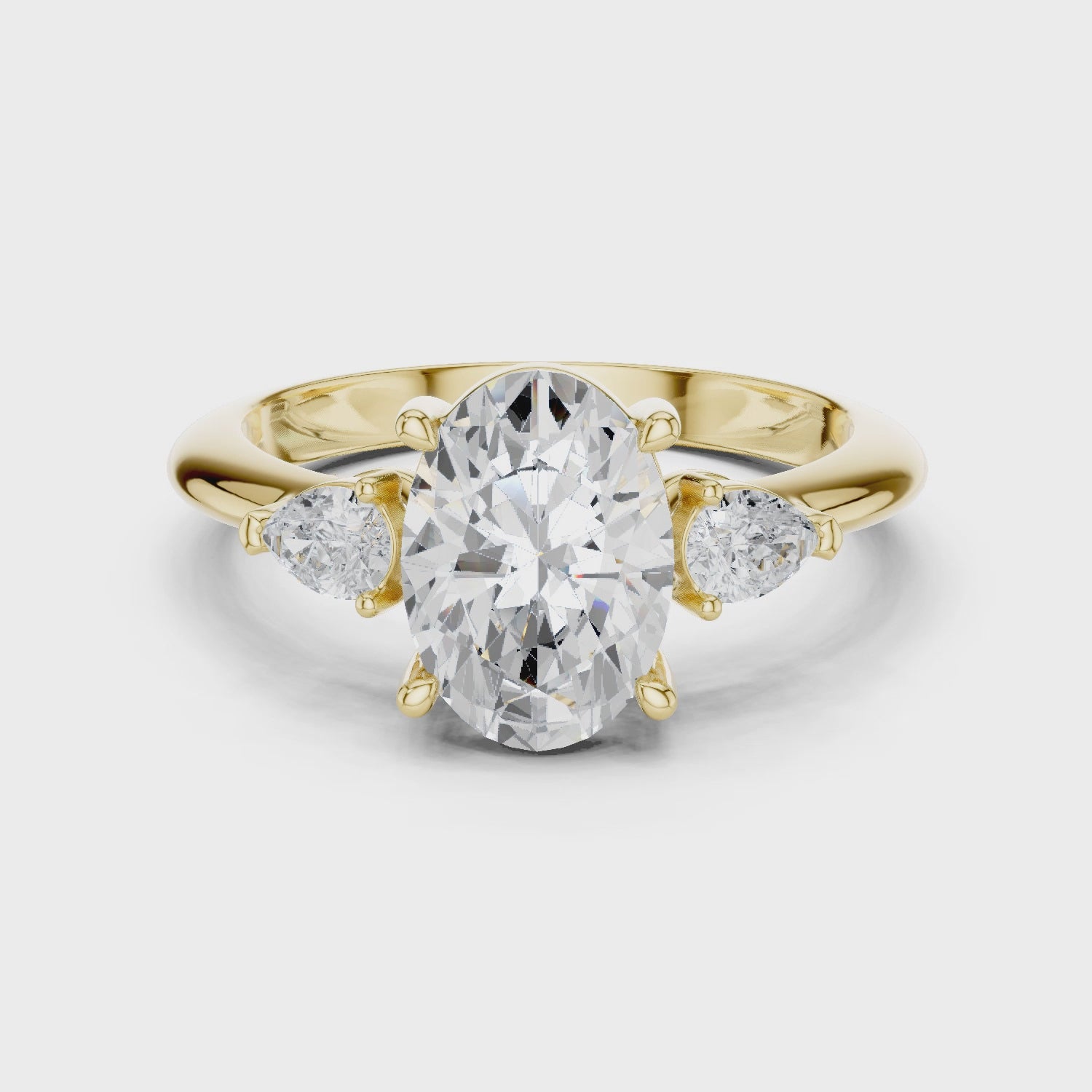 Portia Elegant Oval Diamond Three-Stone Ring