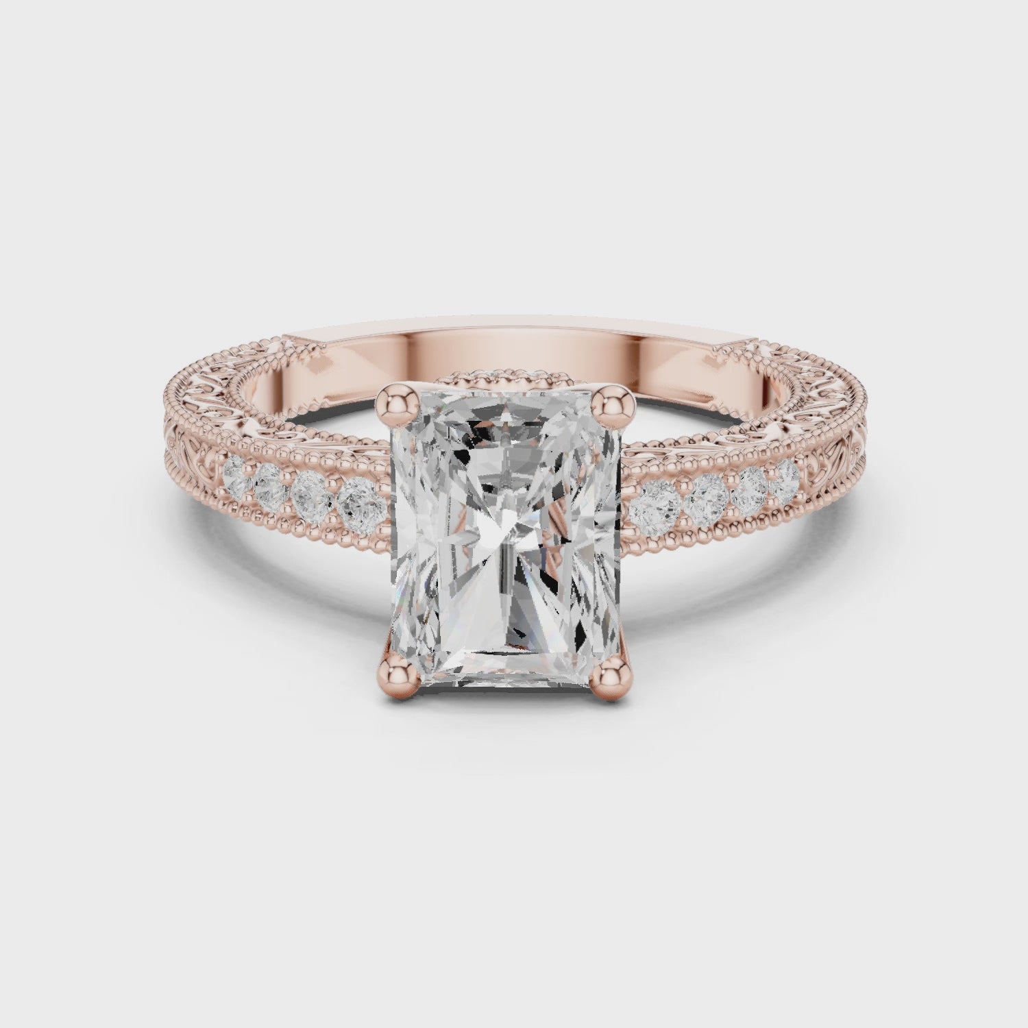Zia Vintage Lace Radiant Diamond Pavé Ring