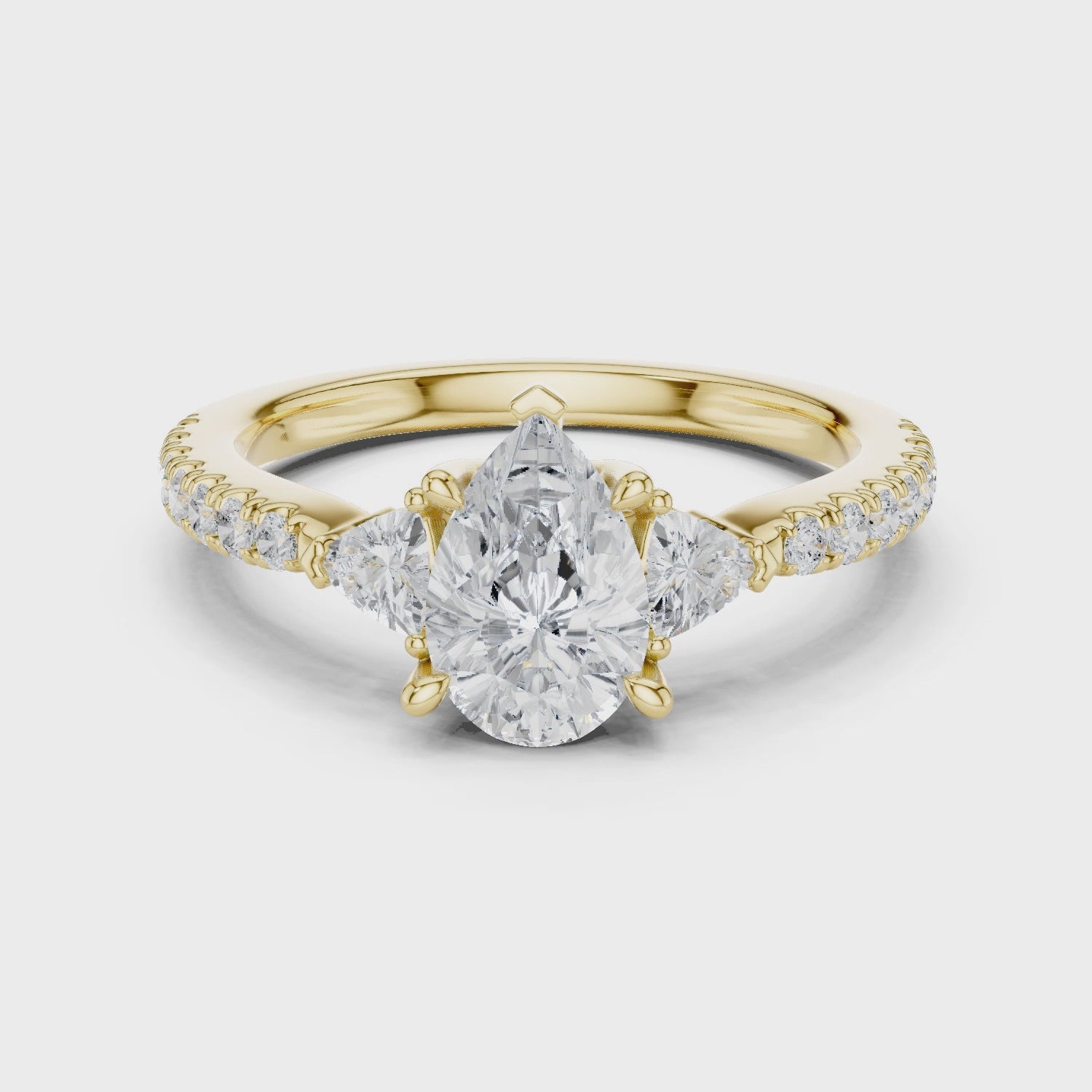 Lynden Pear Three-Stone Pavé Diamond Ring