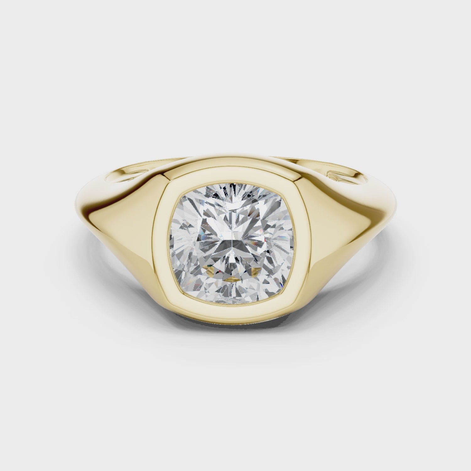 Bastion Modern Cushion Bezel Signet Diamond Ring