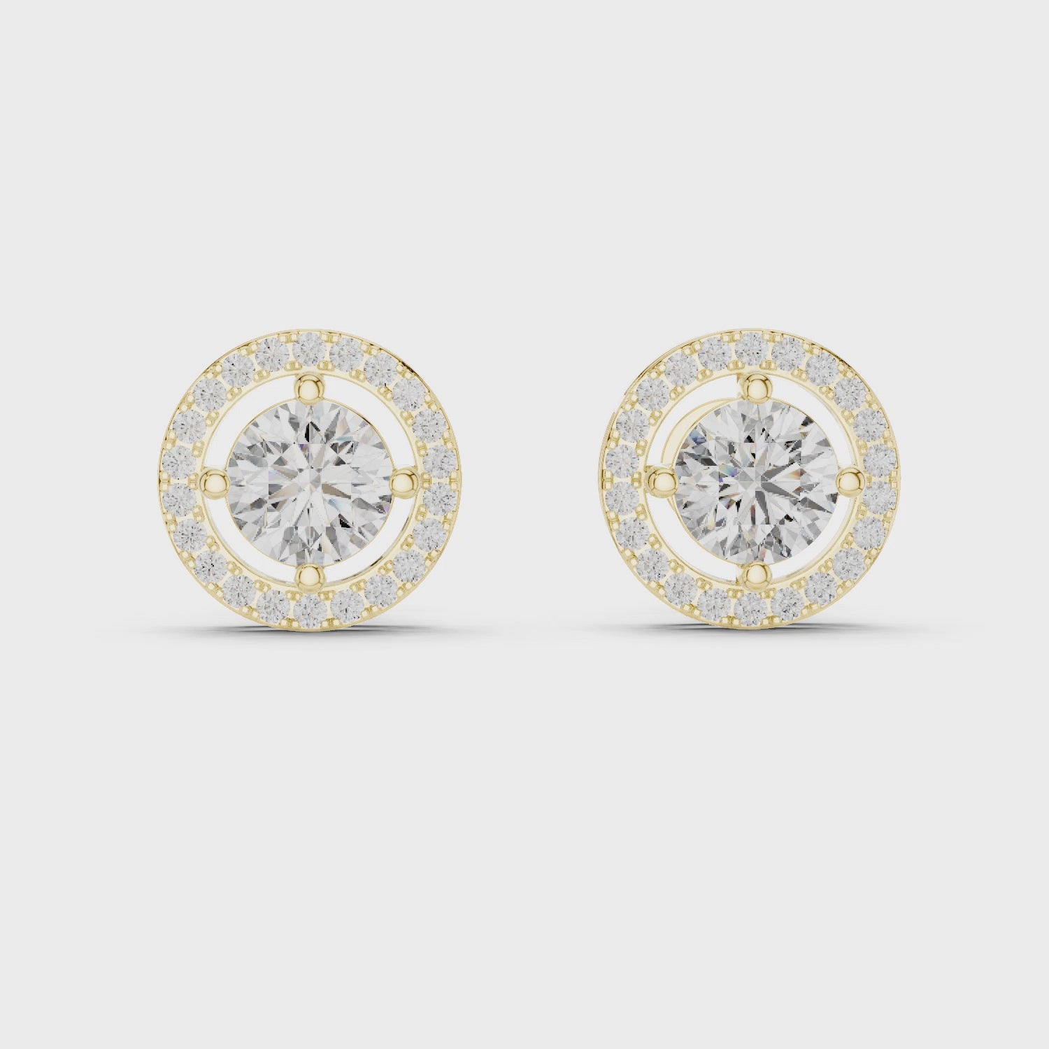 Round Halo Diamond Stud Earrings