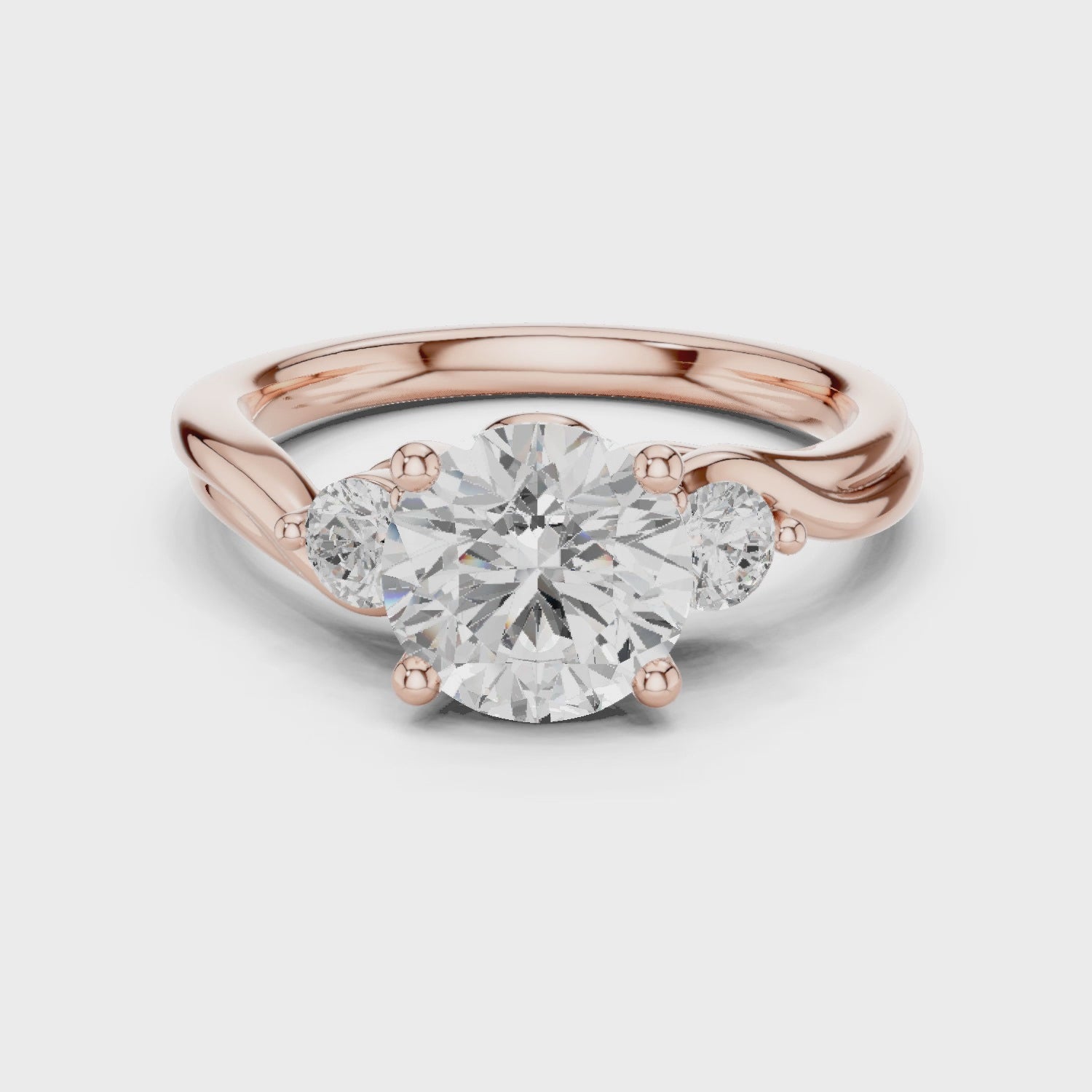 Helix Round Diamond Three-Stone Twist Ring