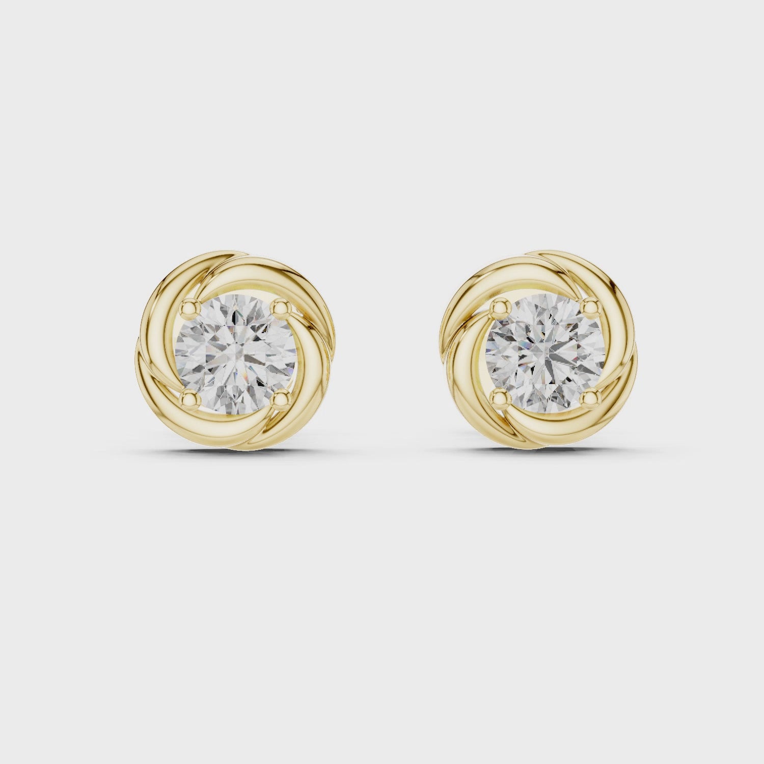 Twist Bezel Round Diamond Stud Earrings