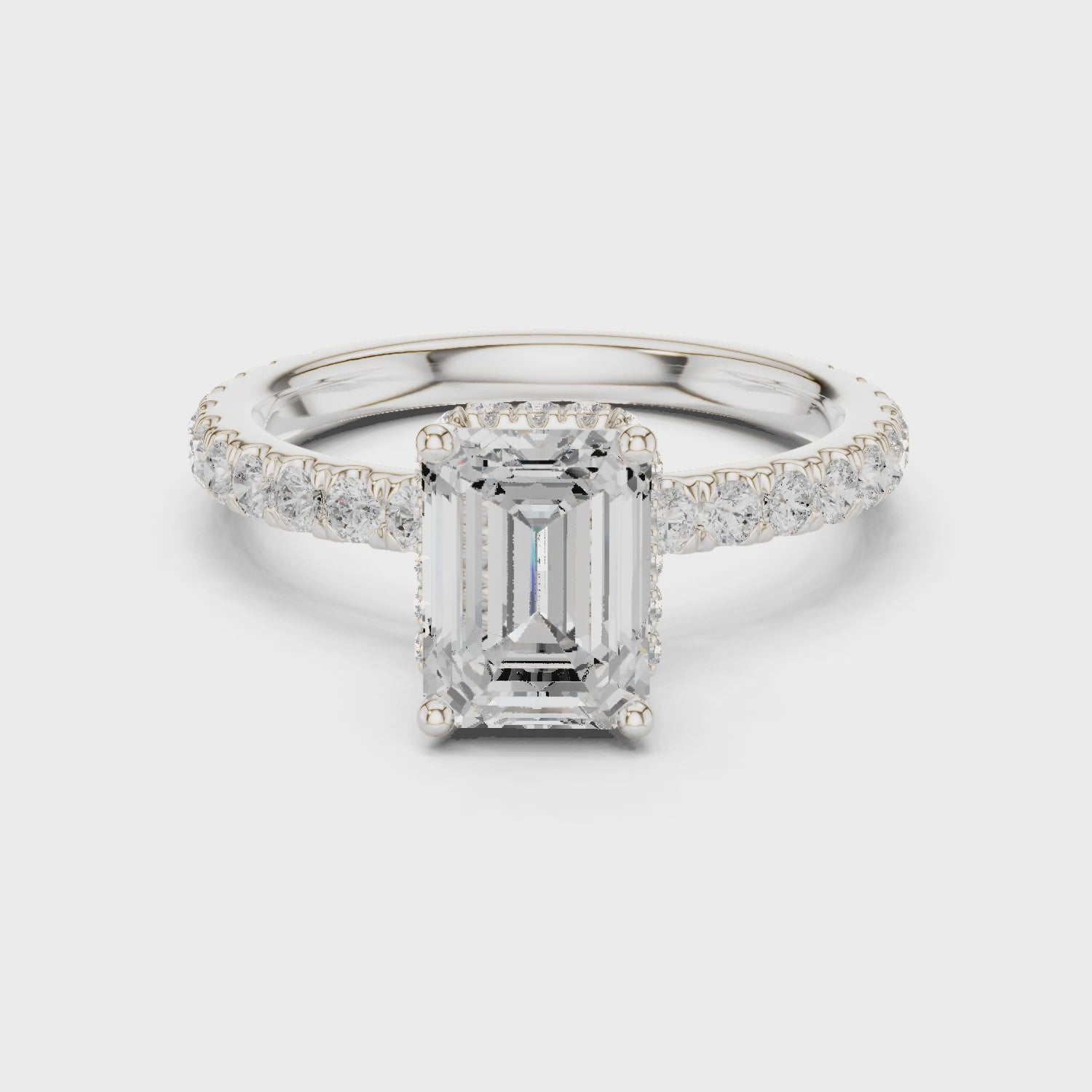 Bria Luxe Halo Emerald Diamond Pavé Ring