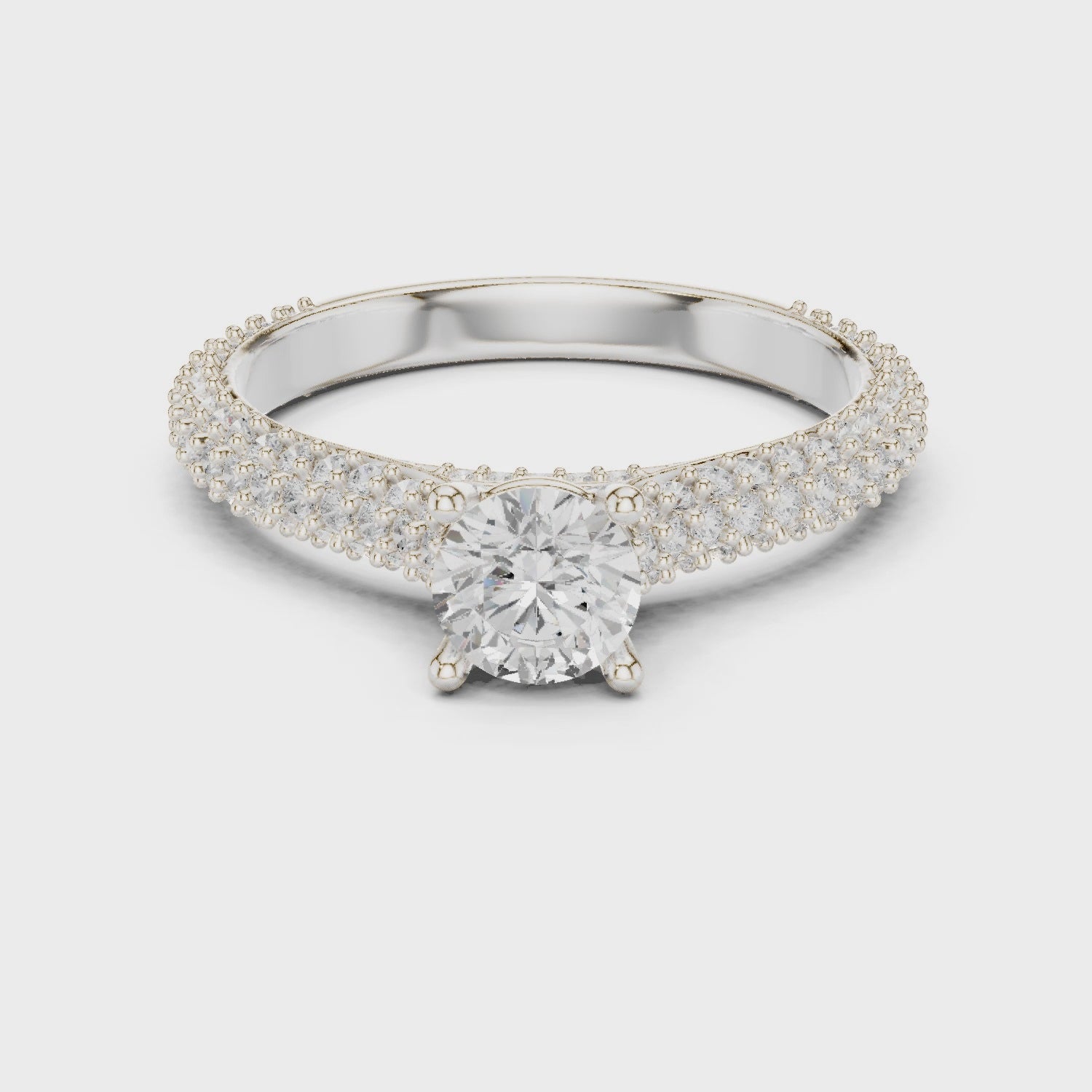 Double Pavé Swirl Diamond Engagement Ring