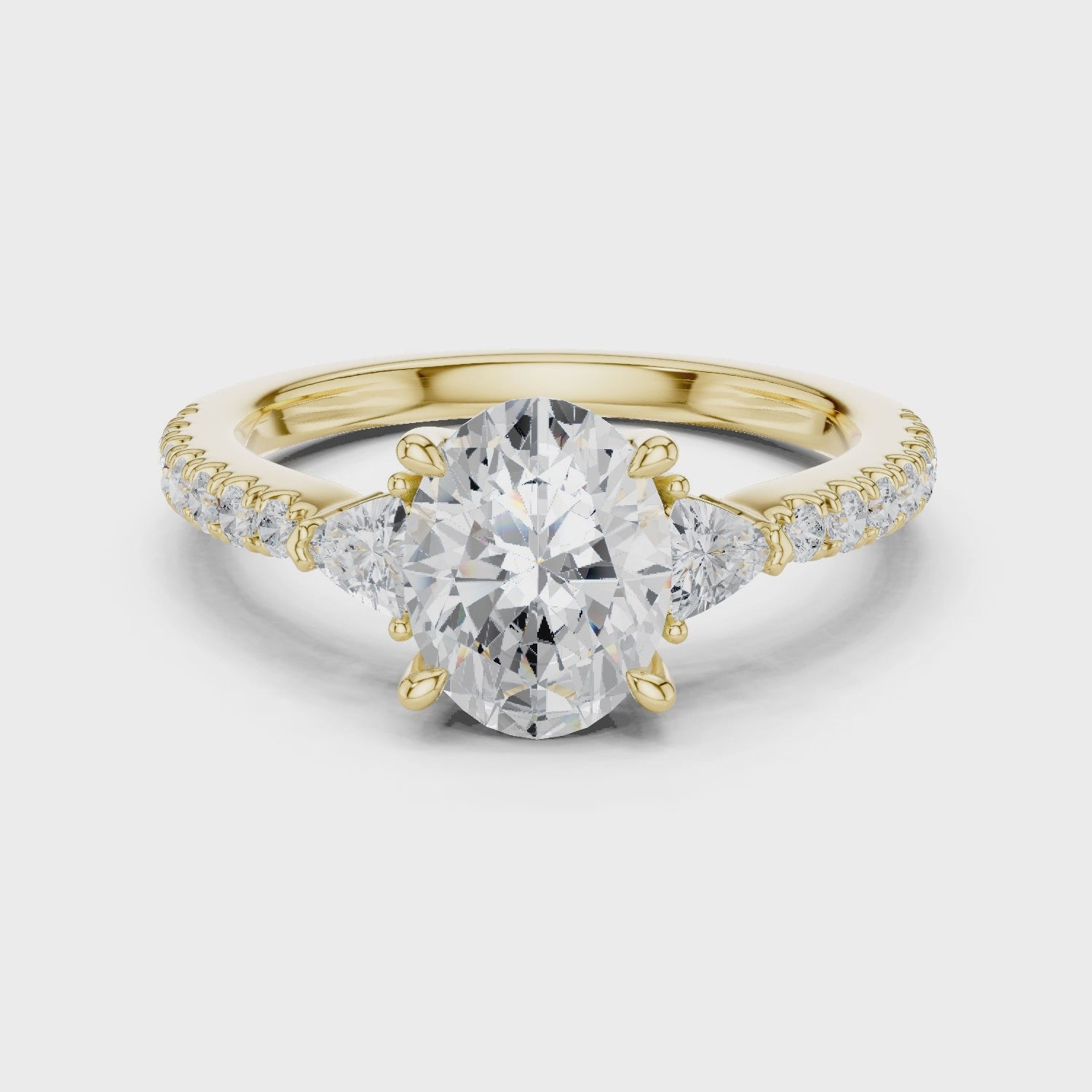 Marlow Oval Three-Stone Pavé Diamond Ring
