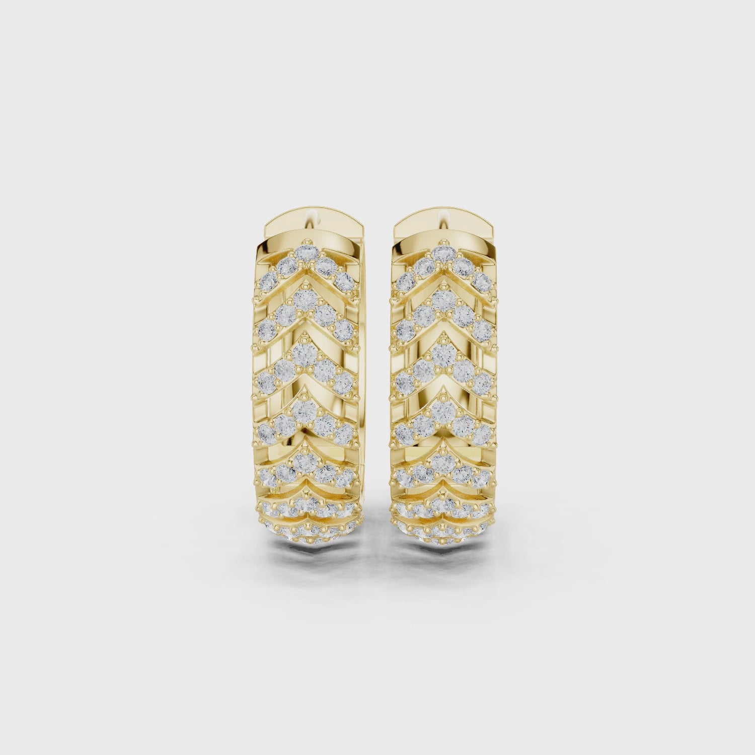 Golden Chevron Luxe Lab-Grown Diamond Hoop Earrings