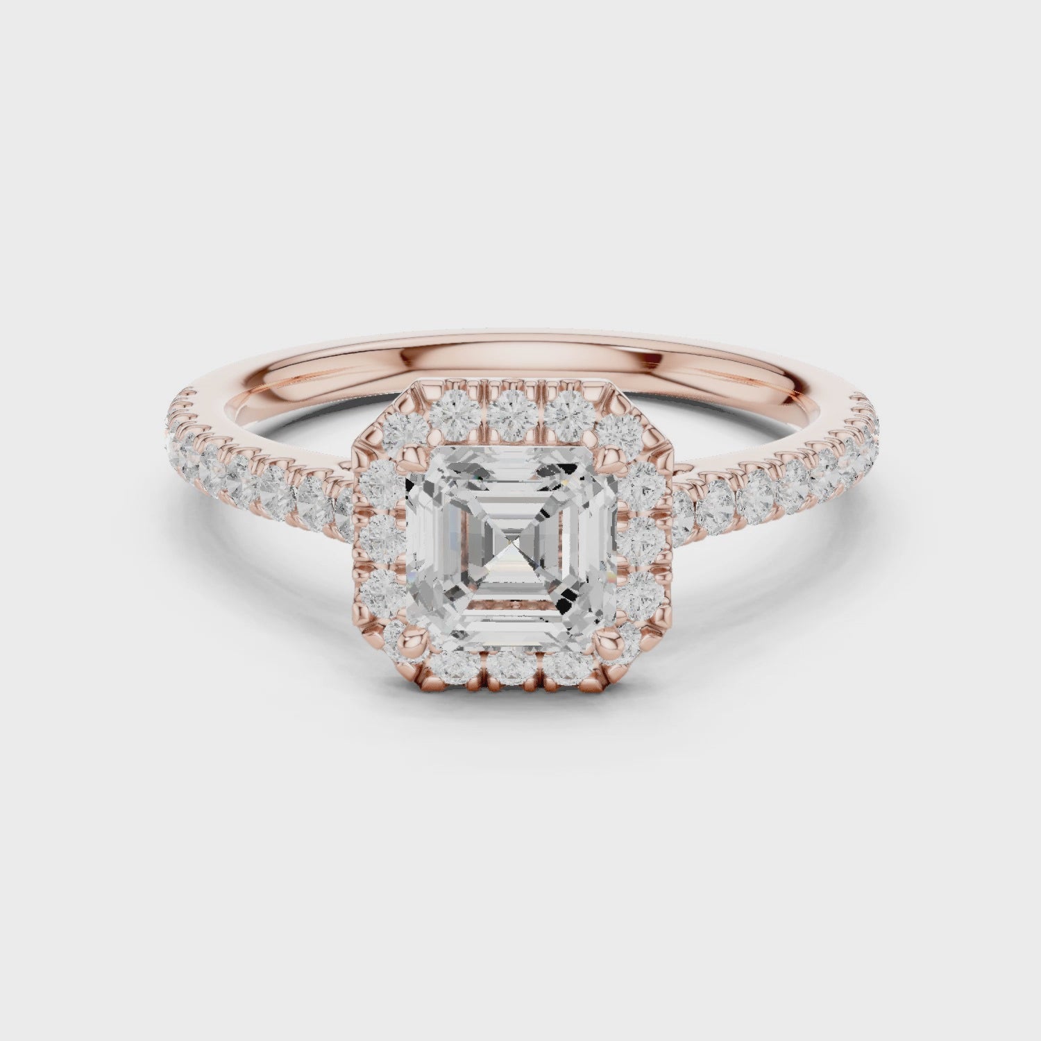 Asscher Cut Diamond Halo Pavé Ring