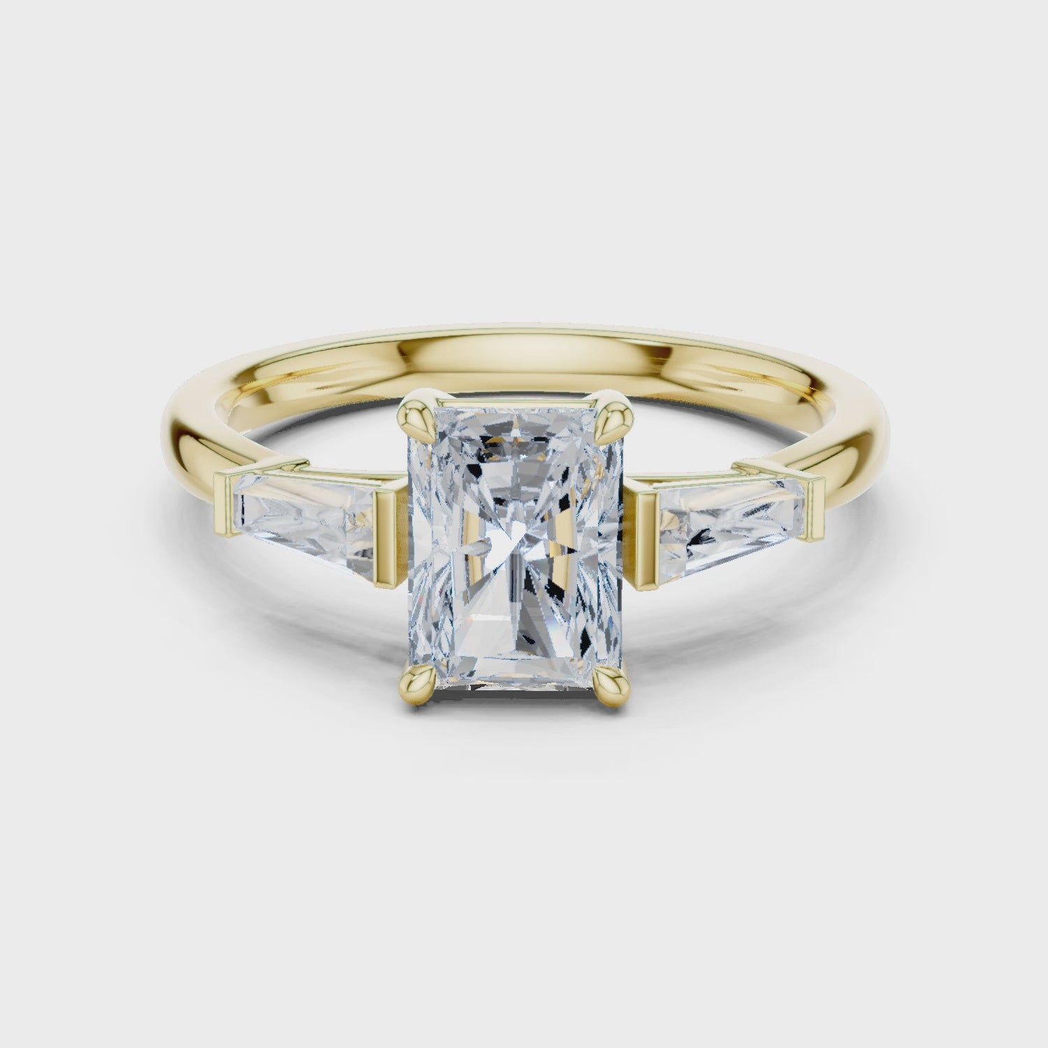 Kira Trinity Radiant Emerald Diamond Ring