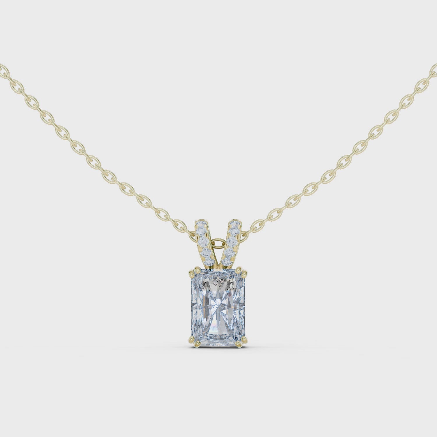 Emerald-Cut Diamond Solitaire Pendant Necklace