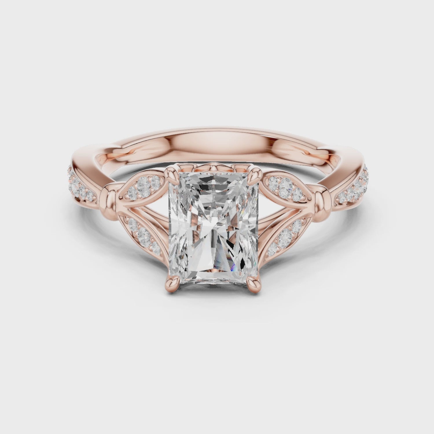 Violet Aurora Petal Radiant Diamond Ring