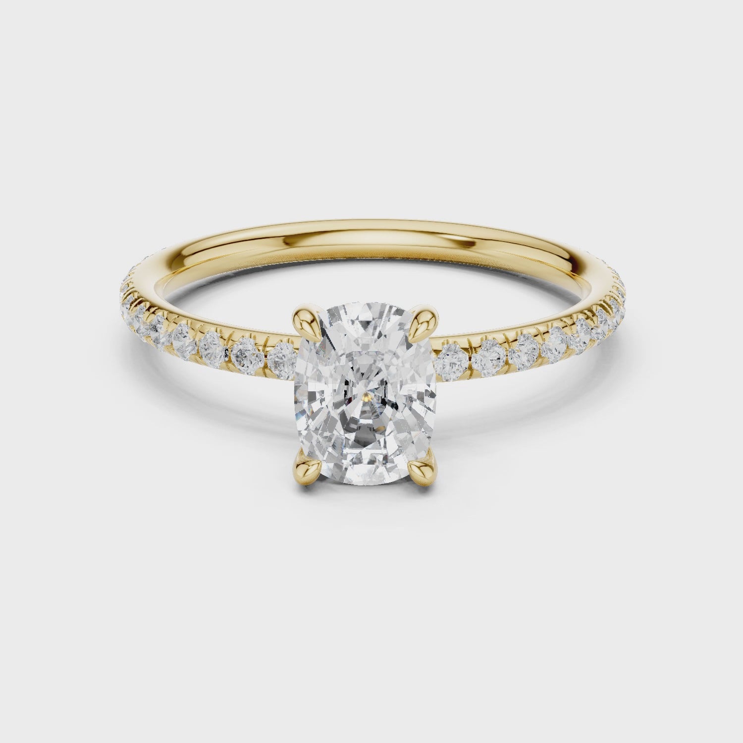 Belle Celeste Pavé Cushion Diamond Ring