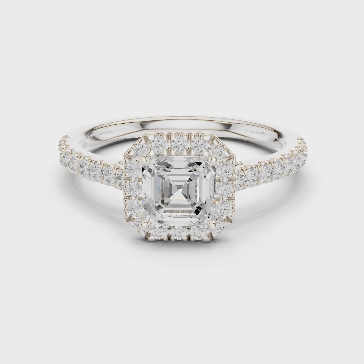 Asscher Cut Diamond Halo Pavé Ring