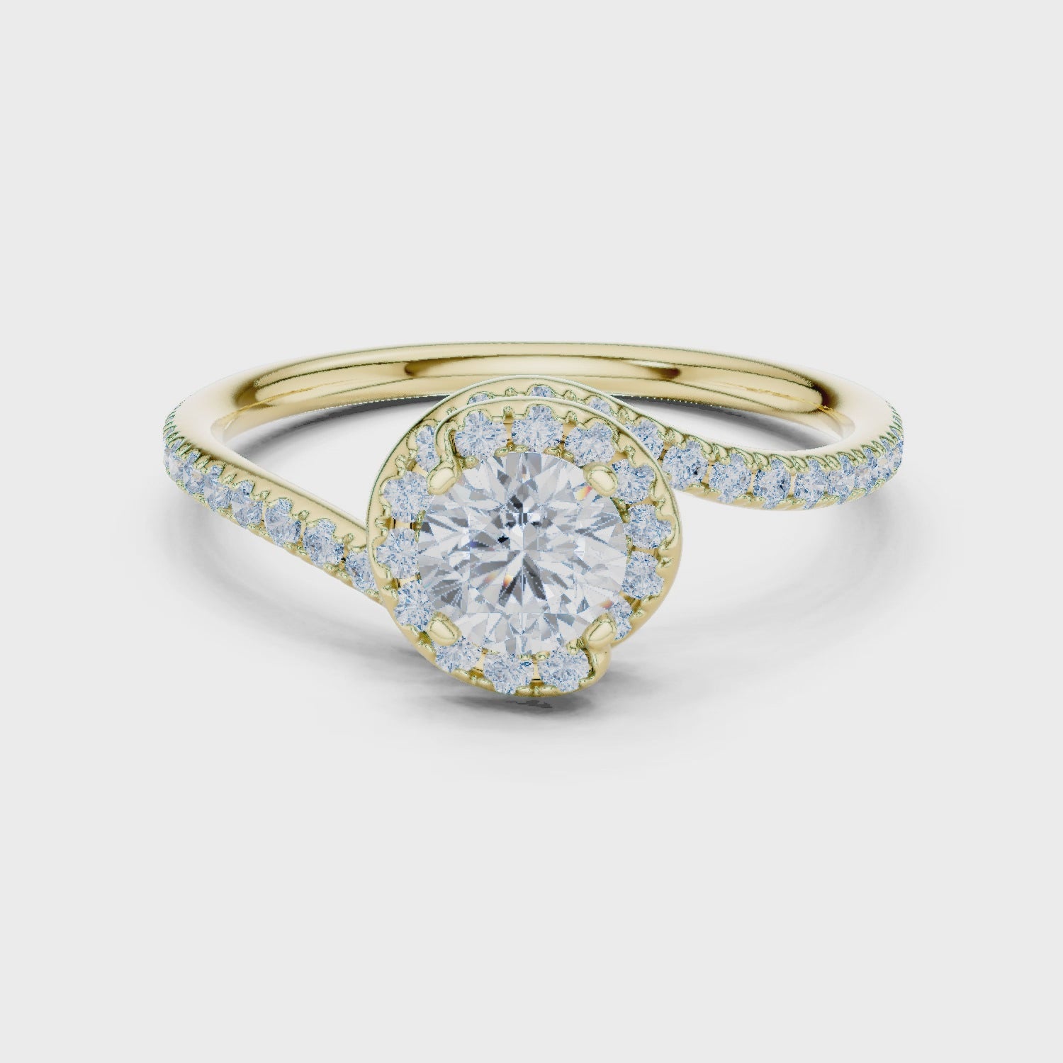 Twisted Pavé Diamond Solitaire Ring