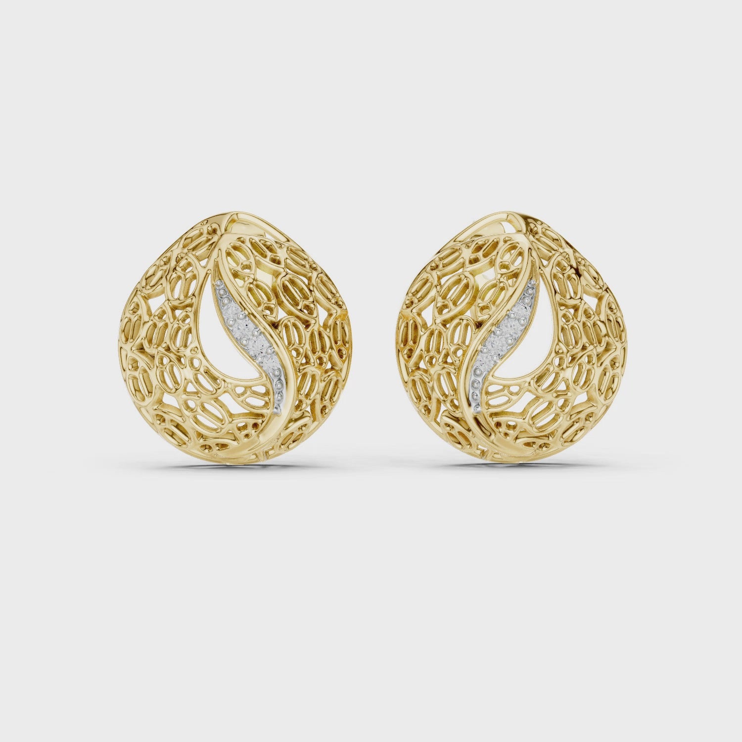 Rose Whisper Filigree Lab-Grown Diamond Stud Earrings
