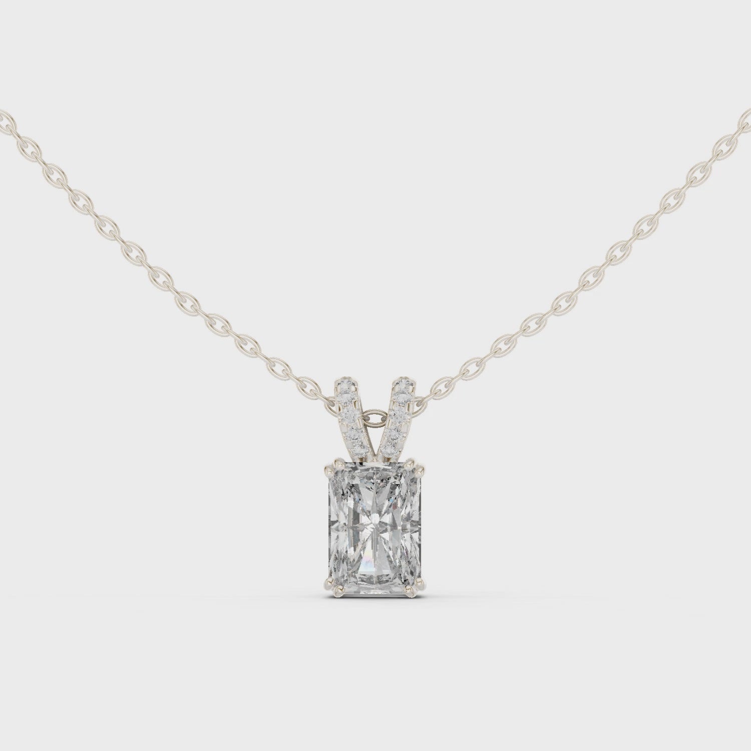 Emerald-Cut Diamond Solitaire Pendant Necklace