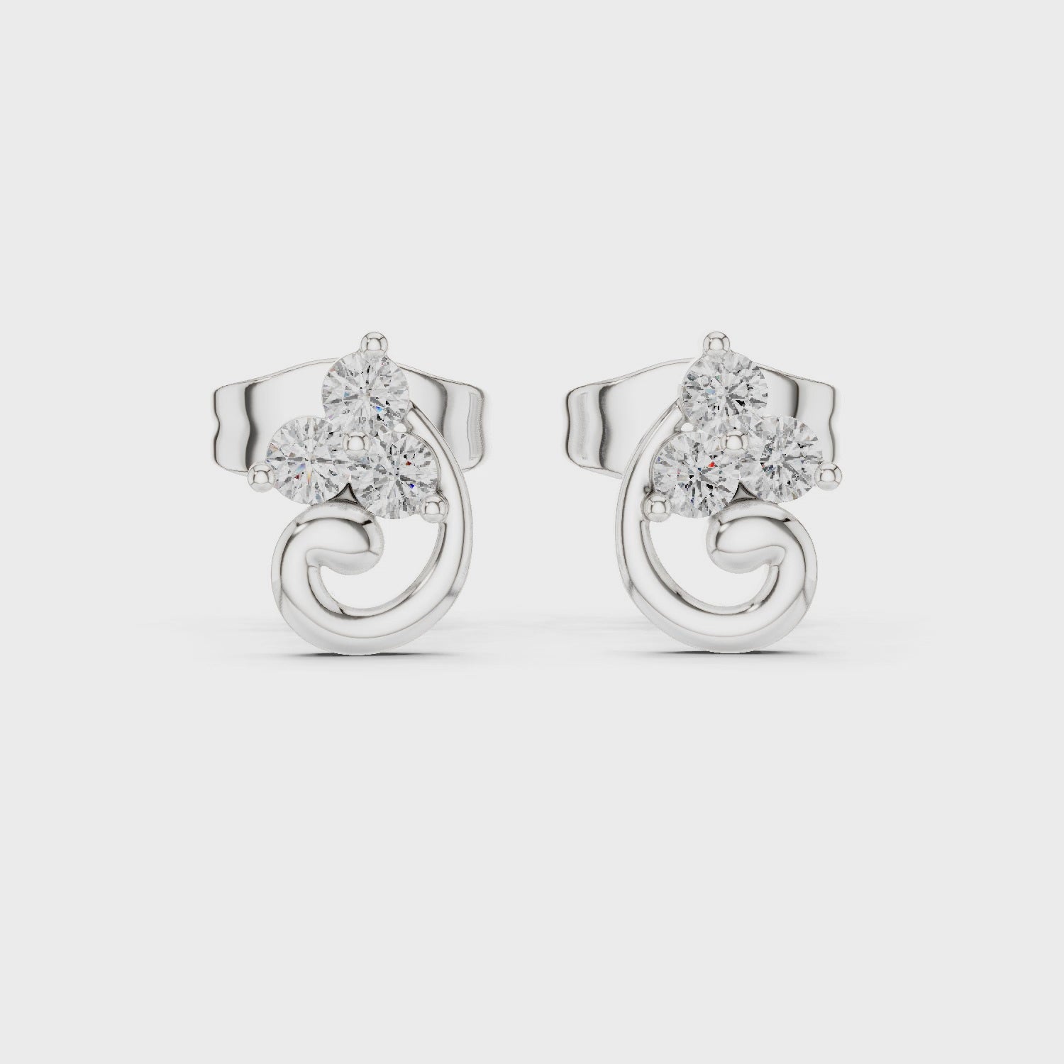 Trinity Swirl Lab-Grown Diamond Stud Earrings
