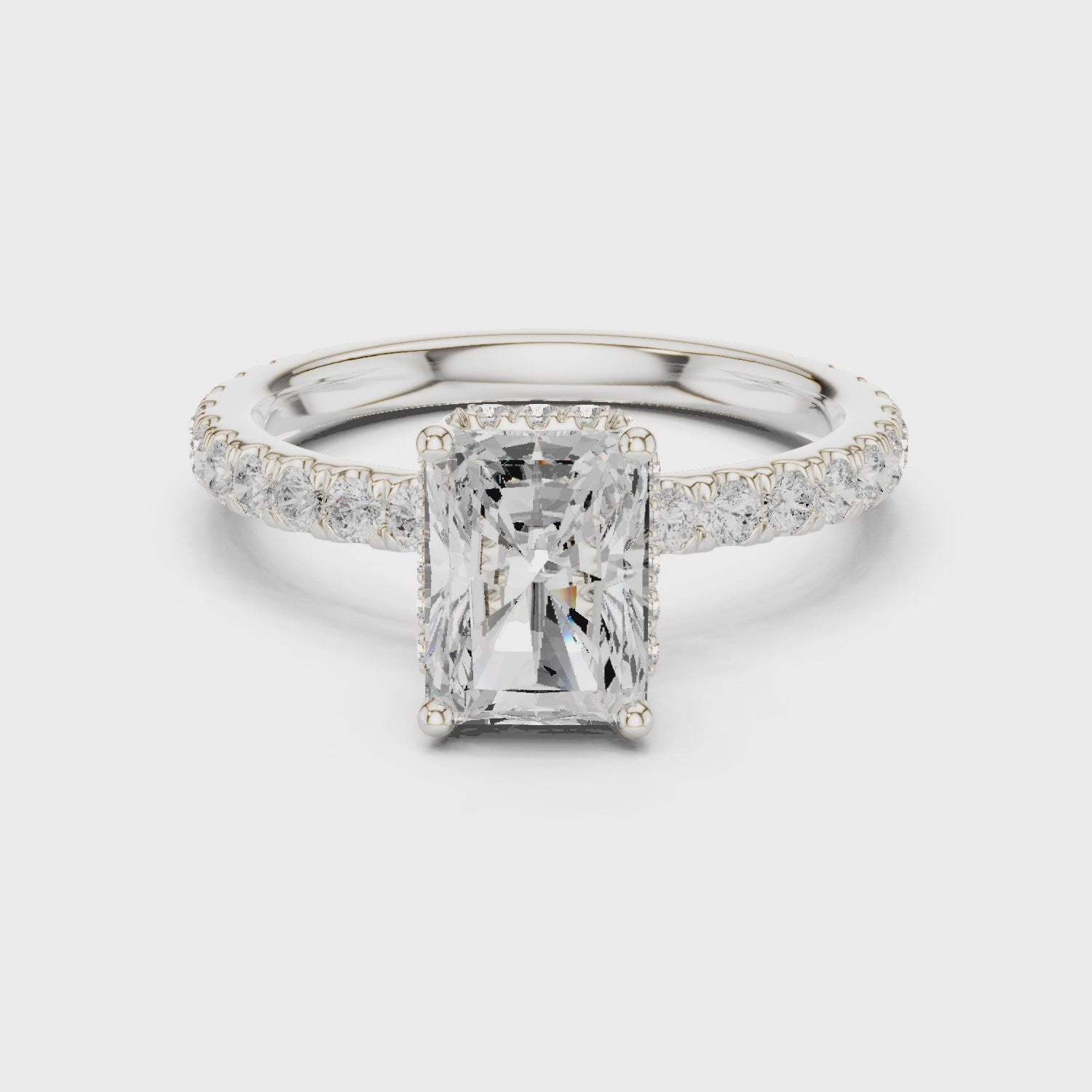 Hera Luxe Halo Radiant Diamond Pavé Ring