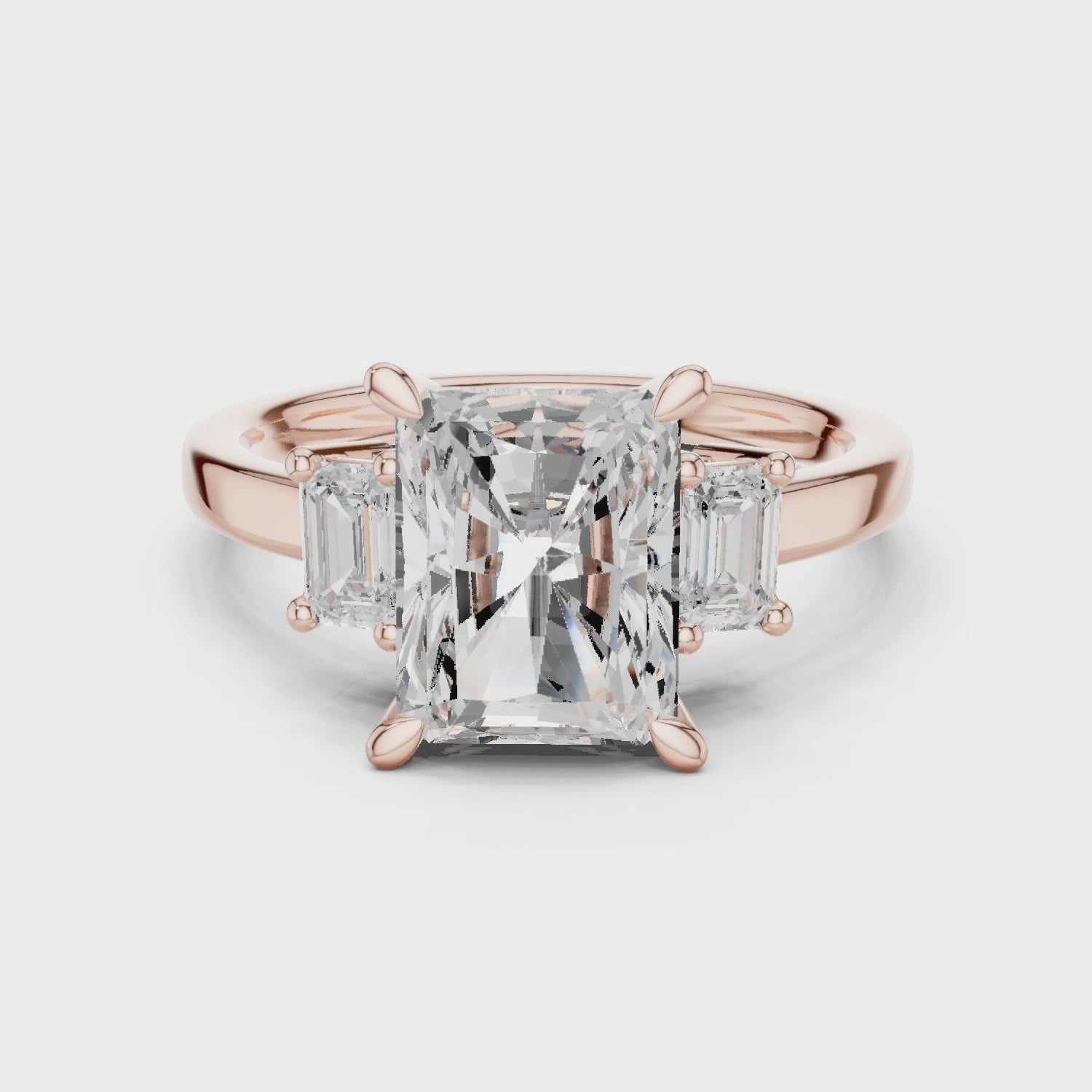 Prism Radiant Diamond Three-Stone Ring