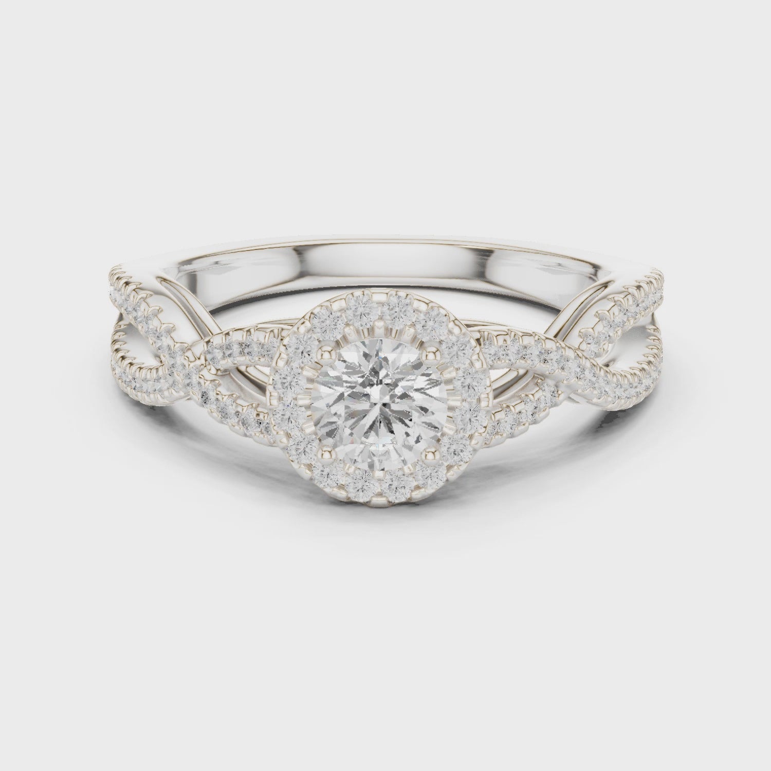 Twisted Split-Shank Halo Round Lab-Grown Diamond Ring