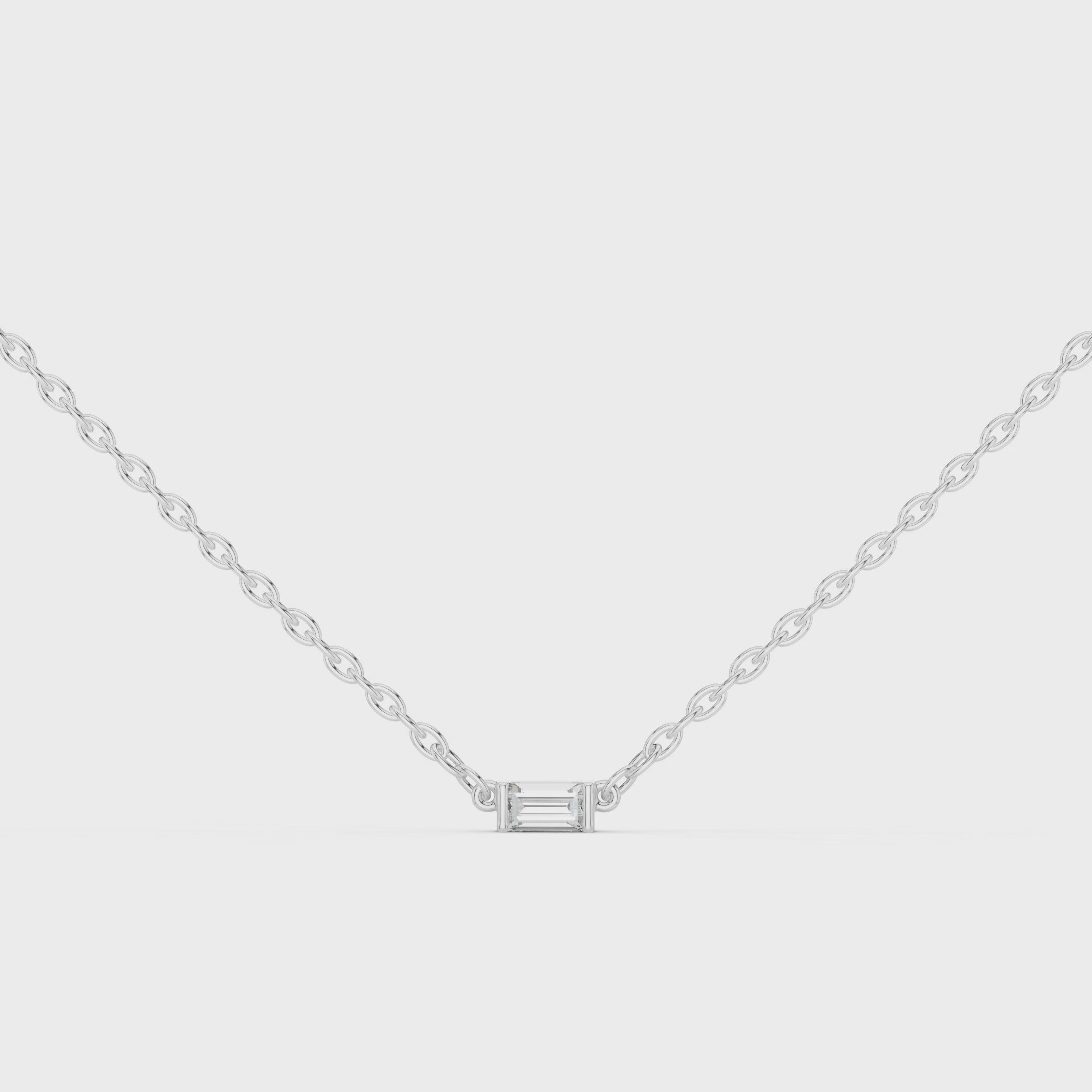 Minimal Gold Chain Necklace with Baguette Pendant