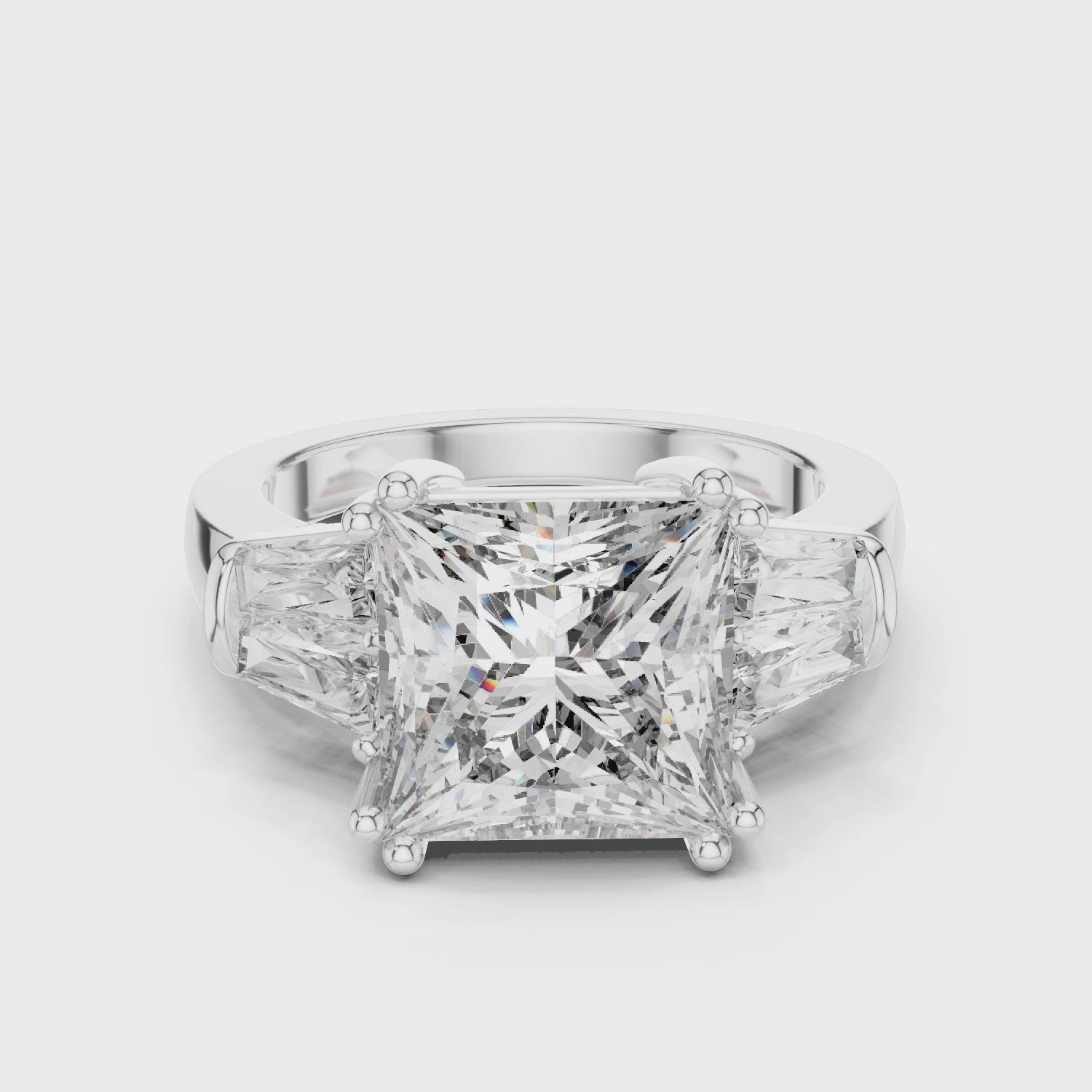 Princess-Cut Three-Stone Diamond Ring