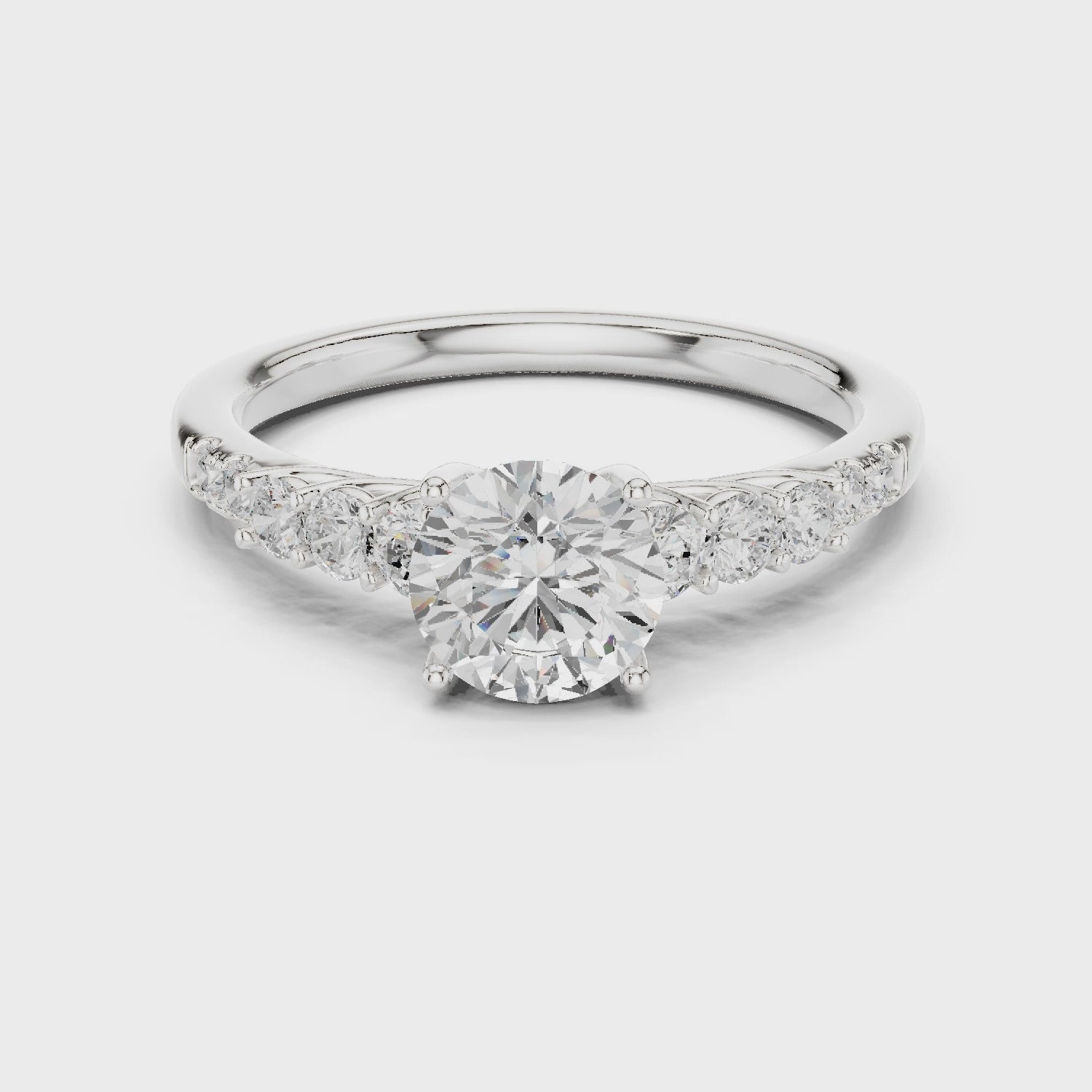 Three-Stone Diamond Engagement Ring with Pavé Band