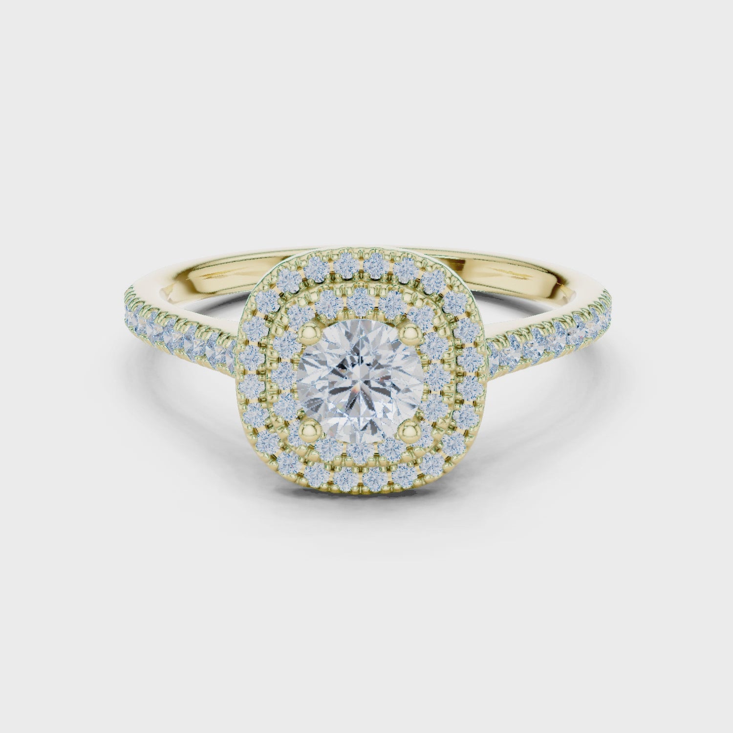 Double Halo Diamond Engagement Ring