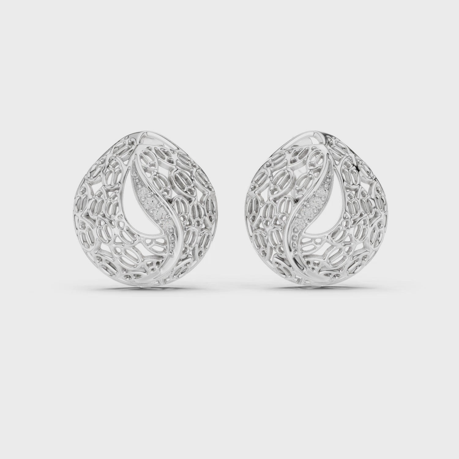 Rose Whisper Filigree Lab-Grown Diamond Stud Earrings