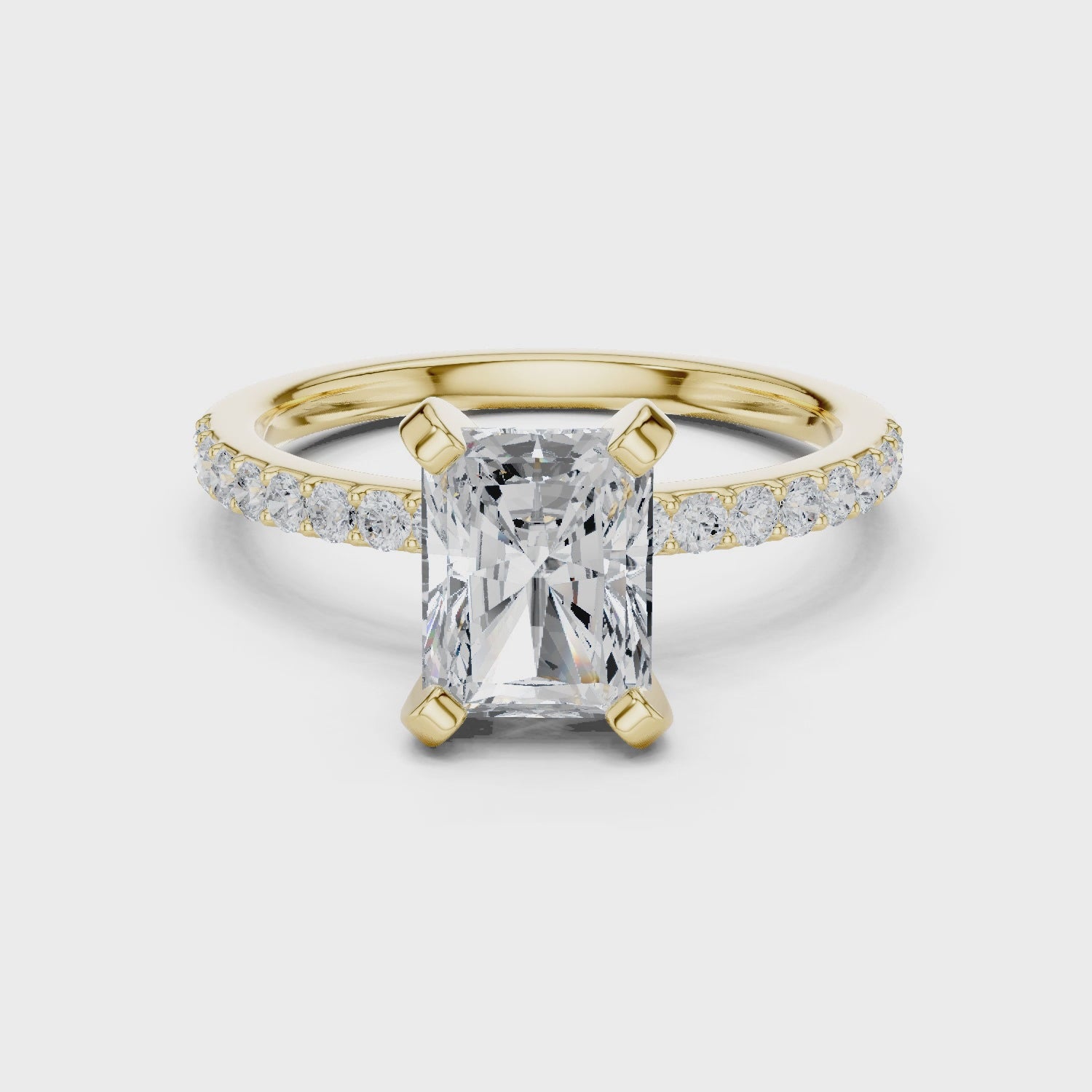 Oriole Timeless Radiant Pavé Diamond Ring