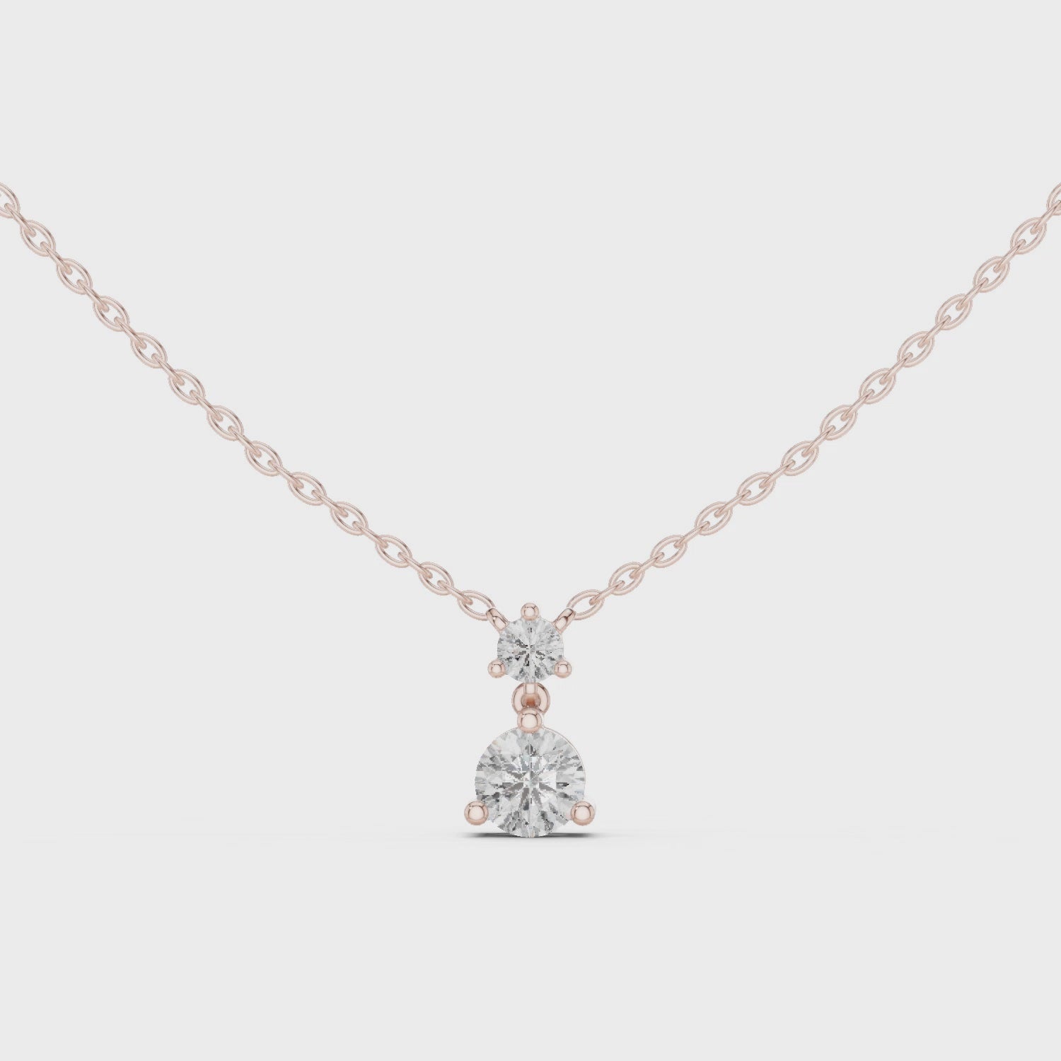 Two-Diamond Drop Pendant Necklace