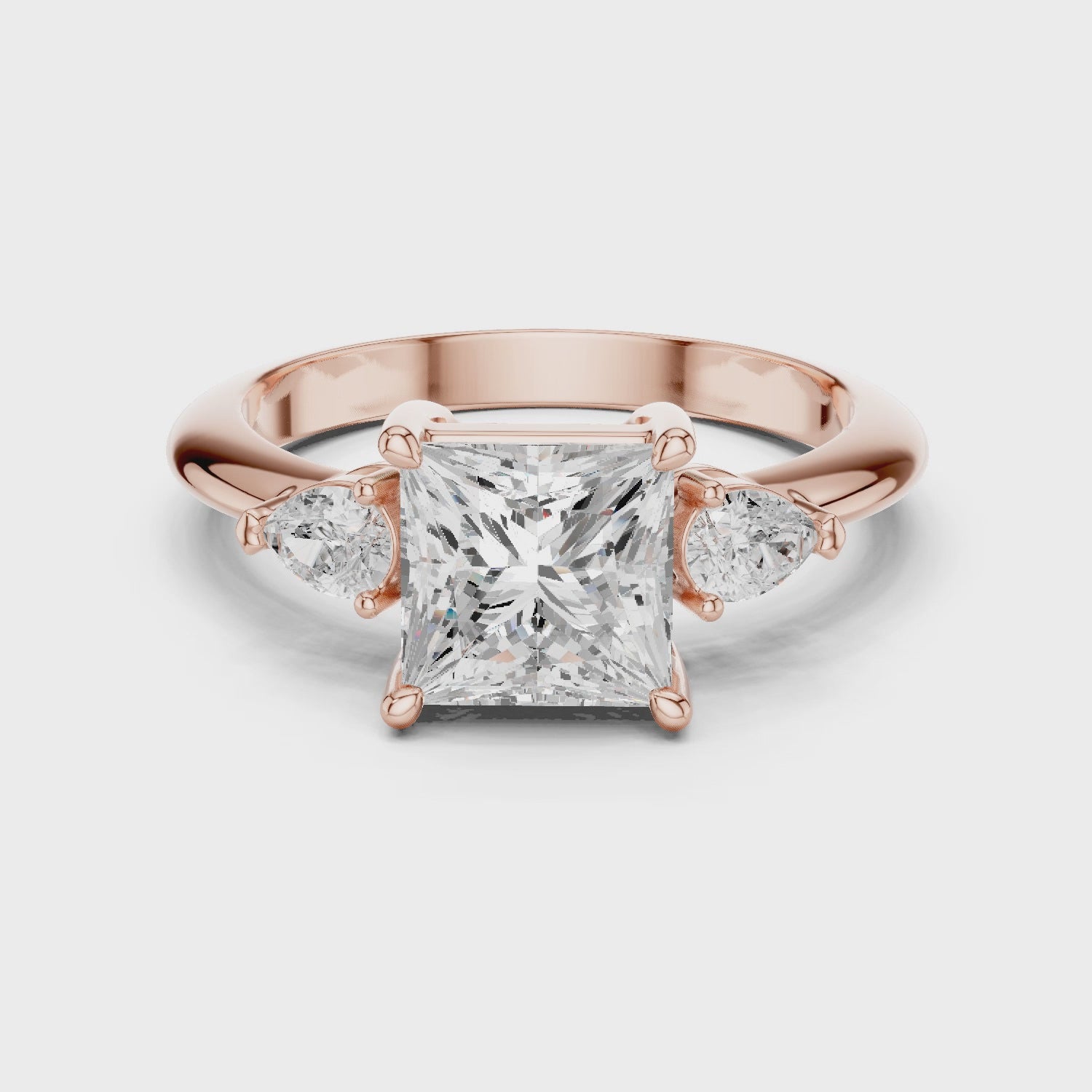 Royale Elegant Princess Diamond Three-Stone Ring