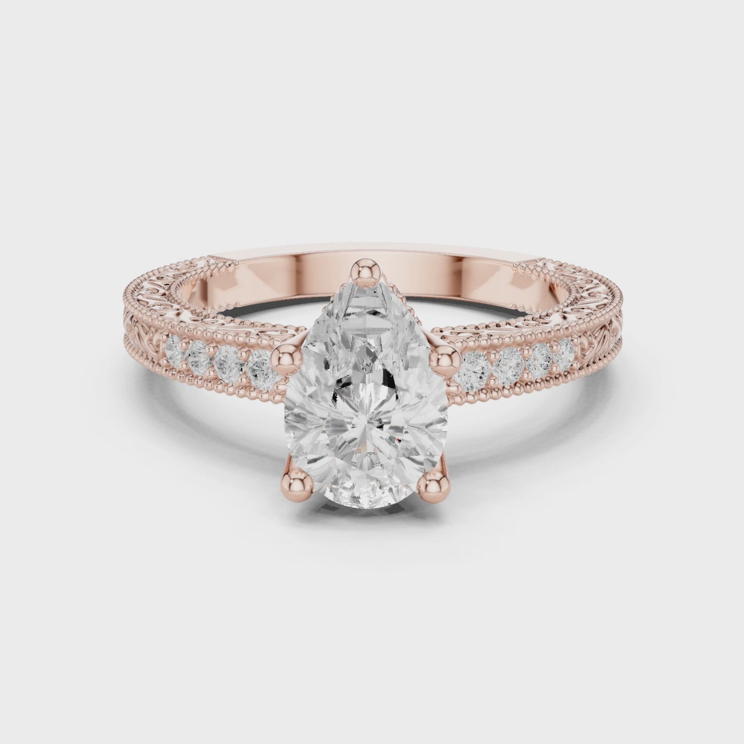 Wren Vintage Lace Pear Diamond Pavé Ring