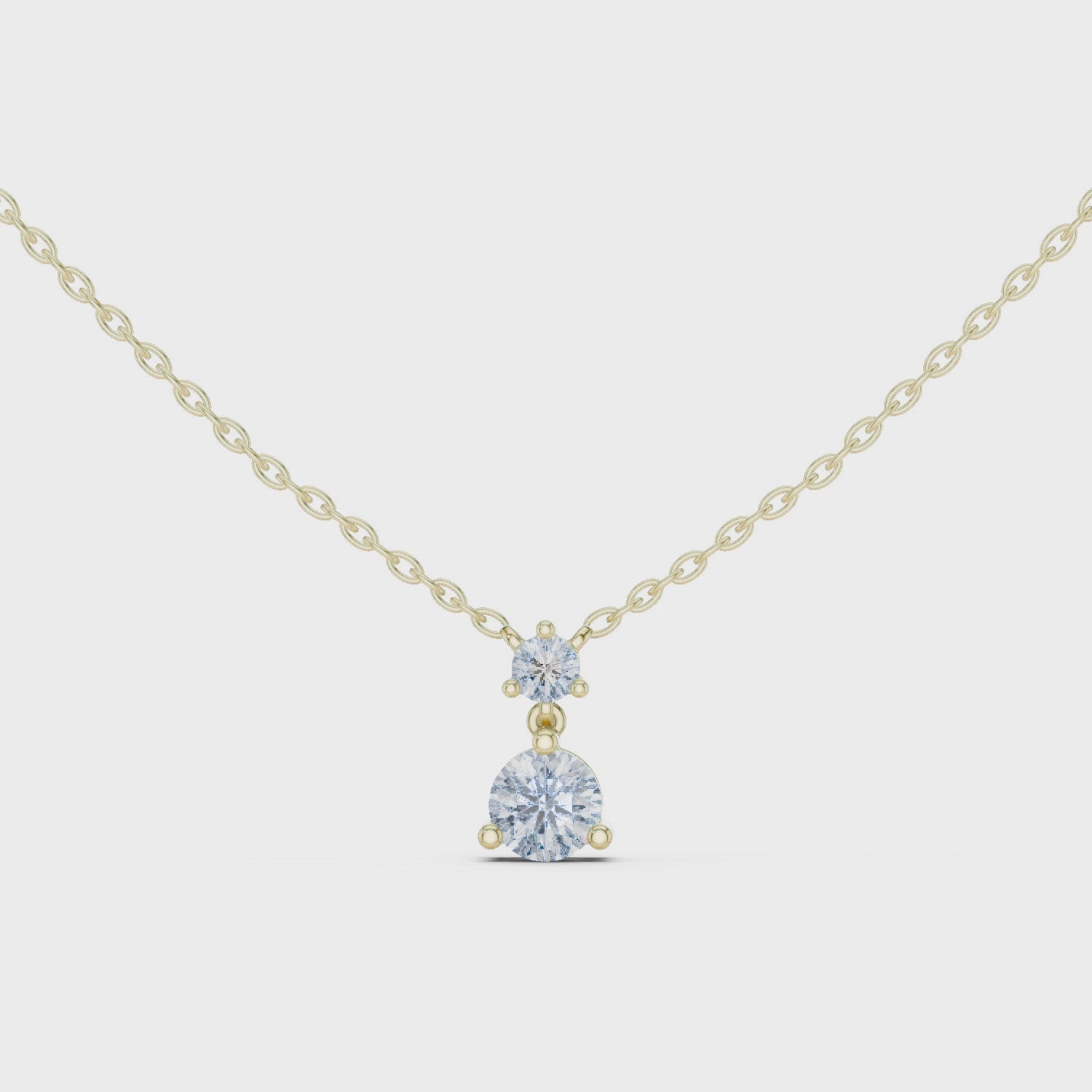 Two-Diamond Drop Pendant Necklace