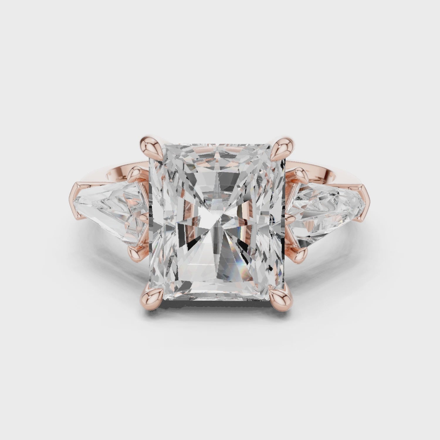 Vanguard Radiant Cut Diamond Trillion Side Ring