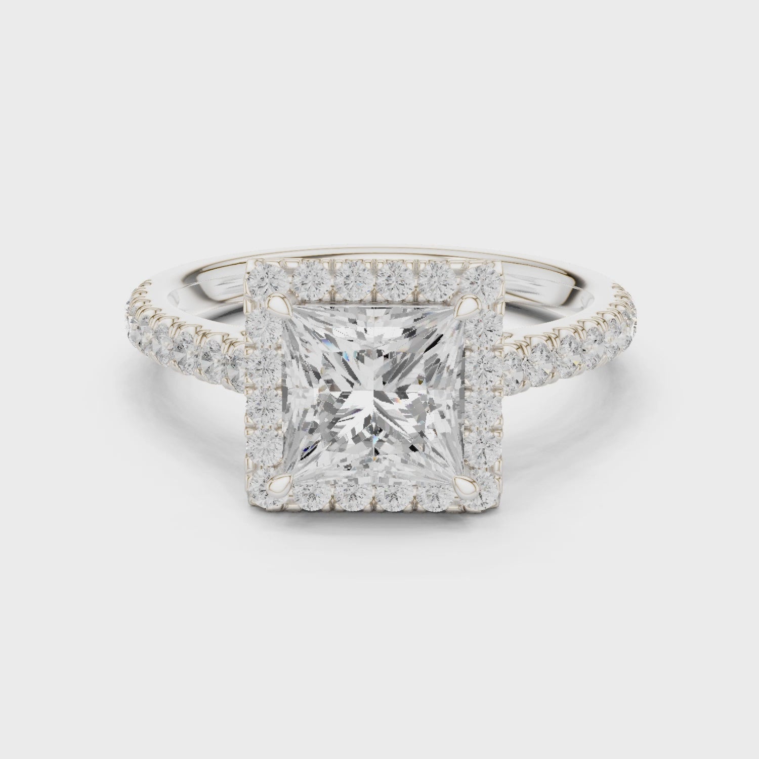 Nico Radiant Halo Princess Diamond Ring