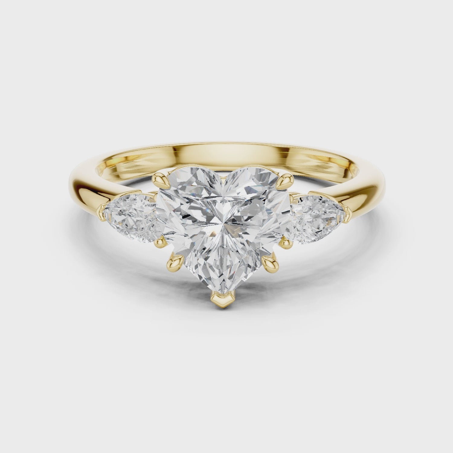 Amity Romantic Heart Three-Stone Diamond Ring
