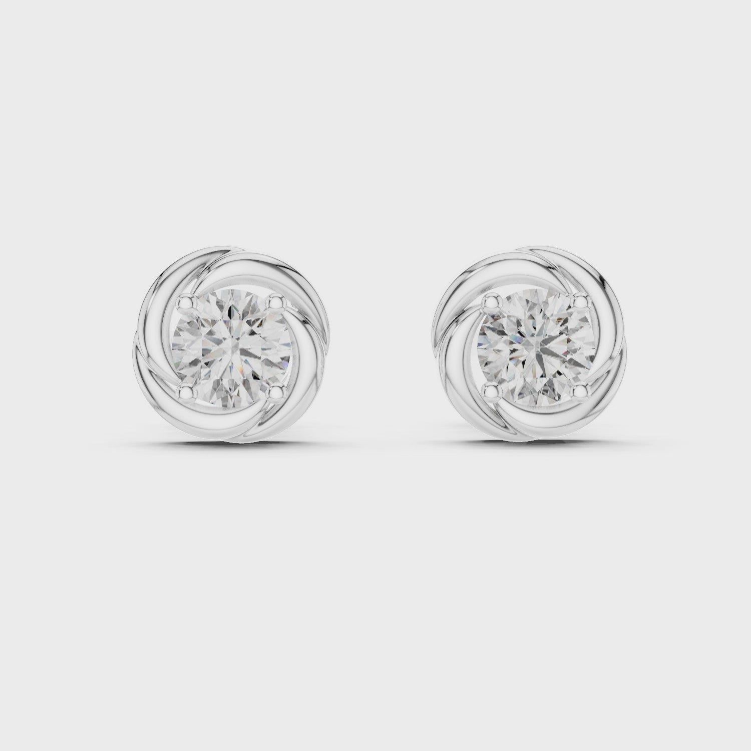 Twist Bezel Round Diamond Stud Earrings