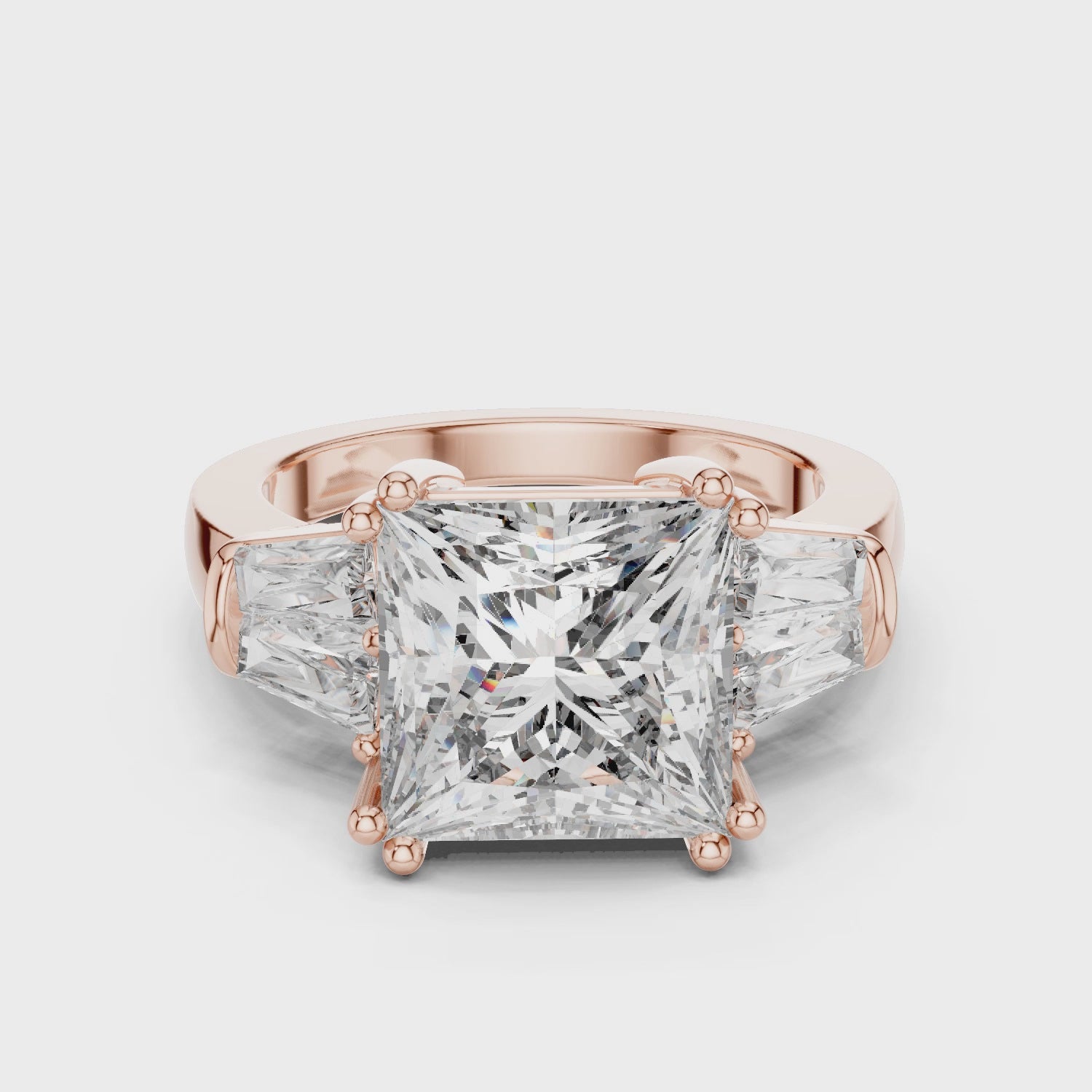 Princess-Cut Three-Stone Diamond Ring