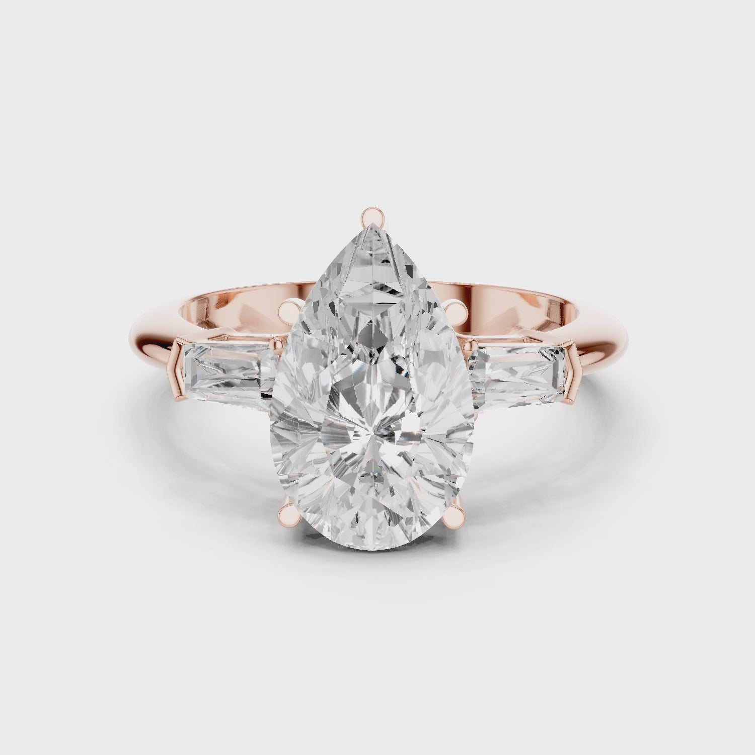 Lattice Pear Diamond Three-Stone Ring