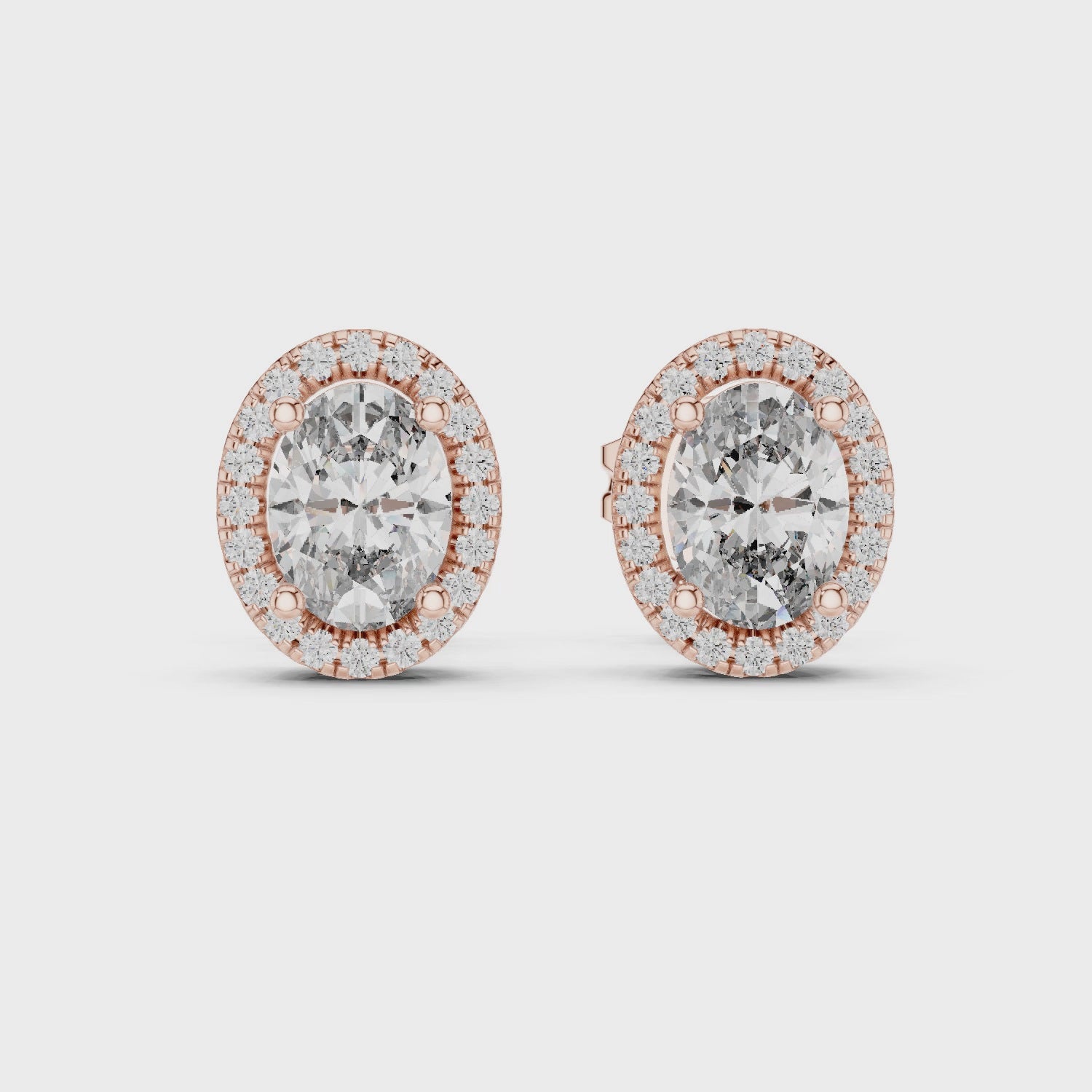 Oval Halo Diamond Stud Earrings