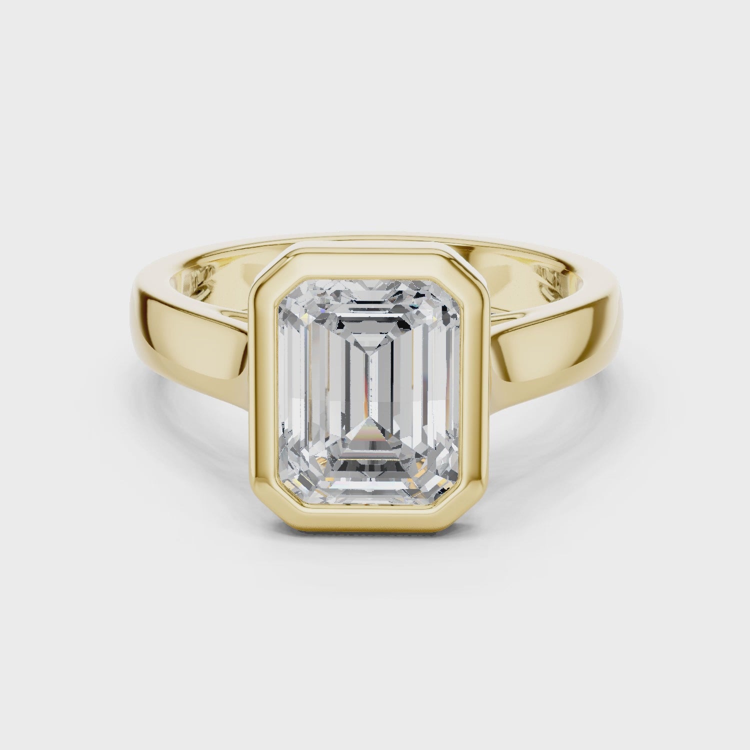 Gable Emerald Bezel Solitaire Diamond Ring